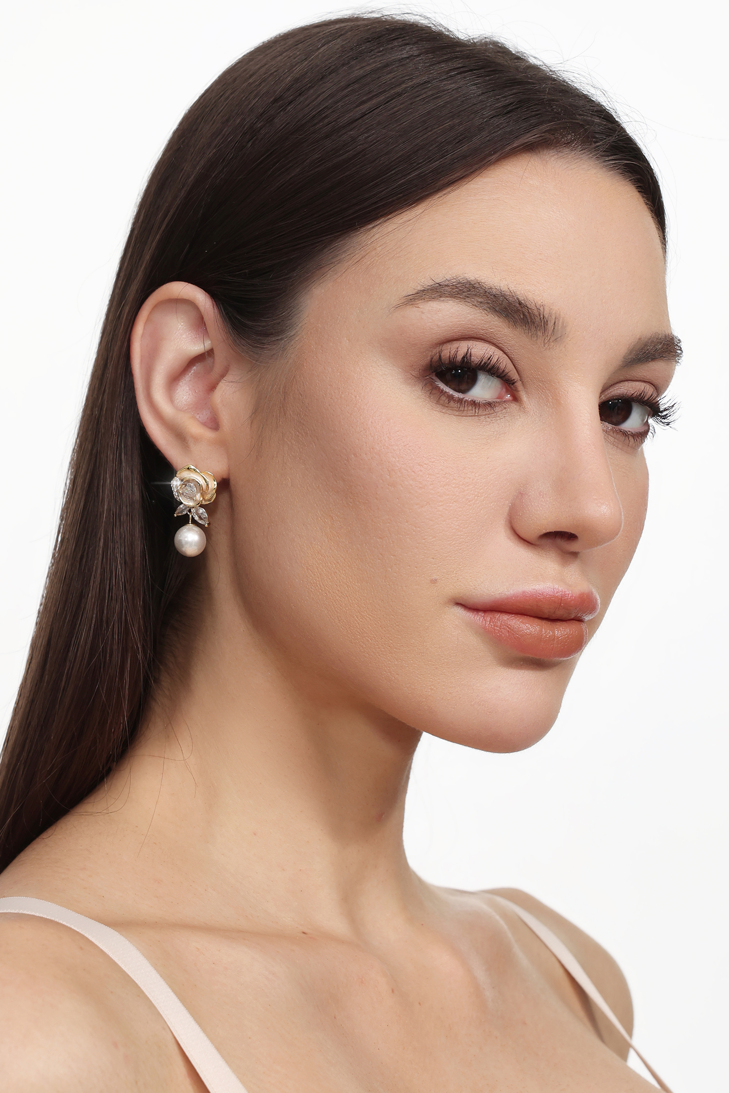 Inya Floral Pearl Diamond Earrings