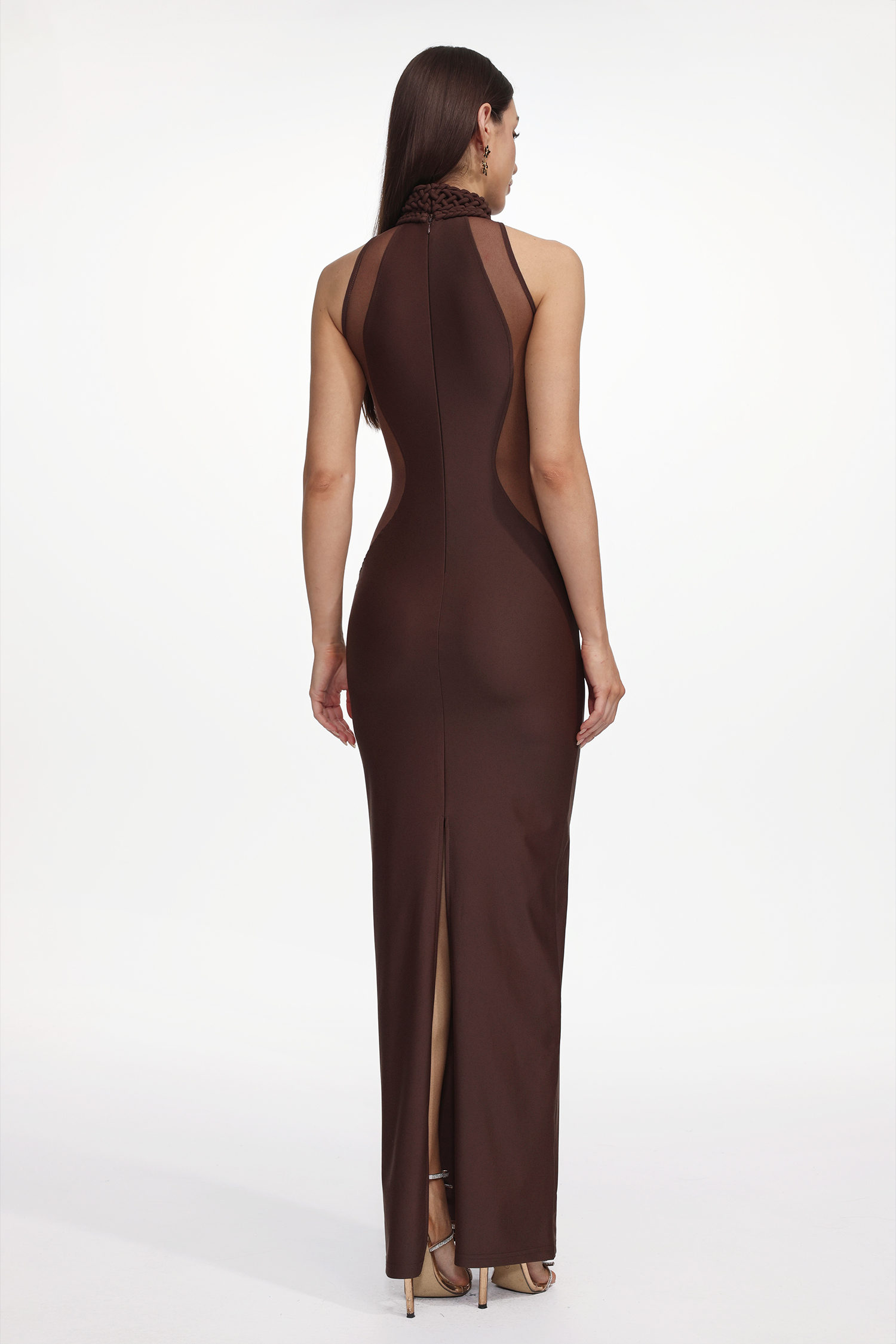 Rago Chic Contour Halter Sleeveless Braided Maxi Dress