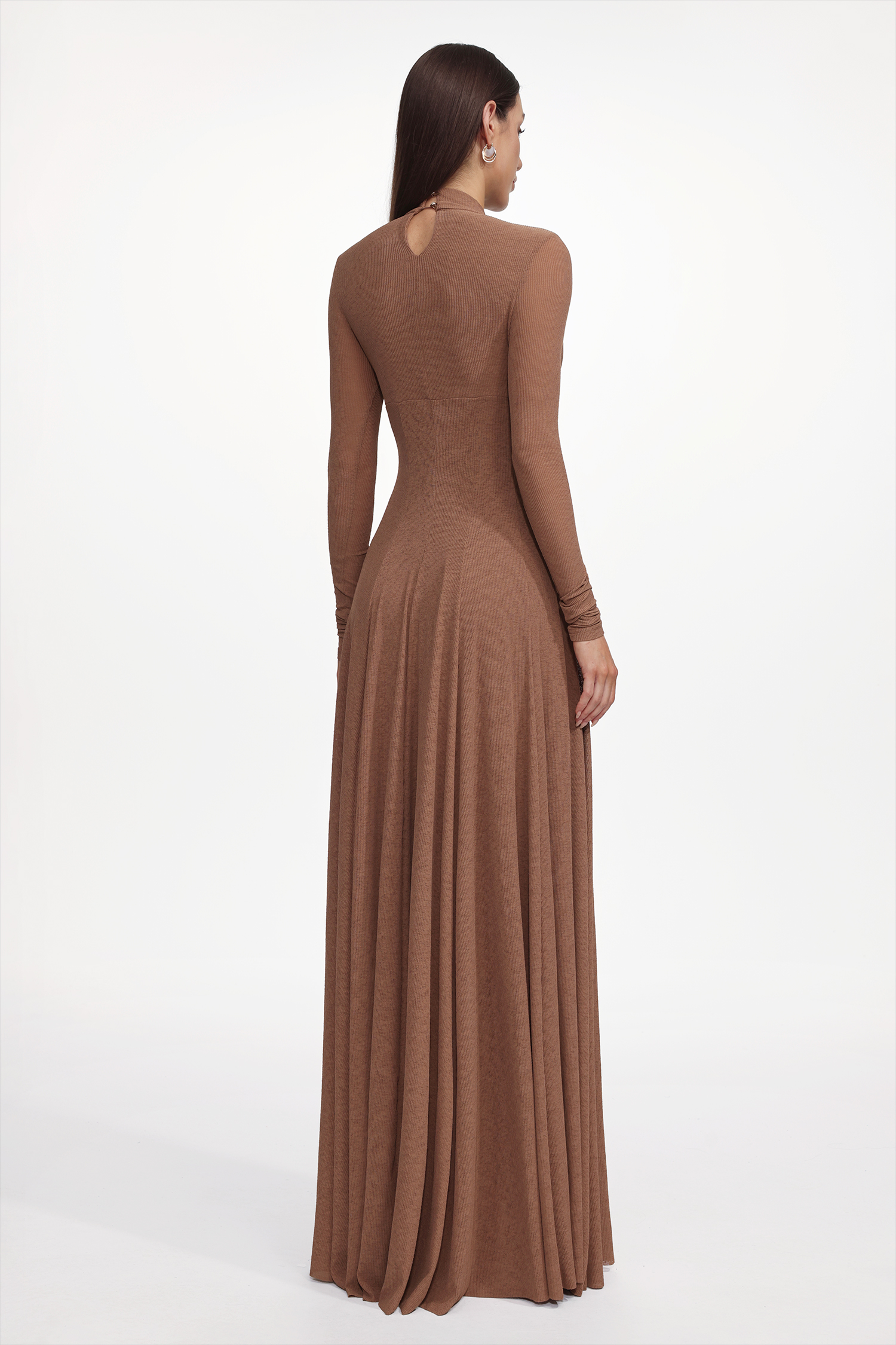 Dekia Elegant Contour Long Sleeve Twist Knit Maxi Dress