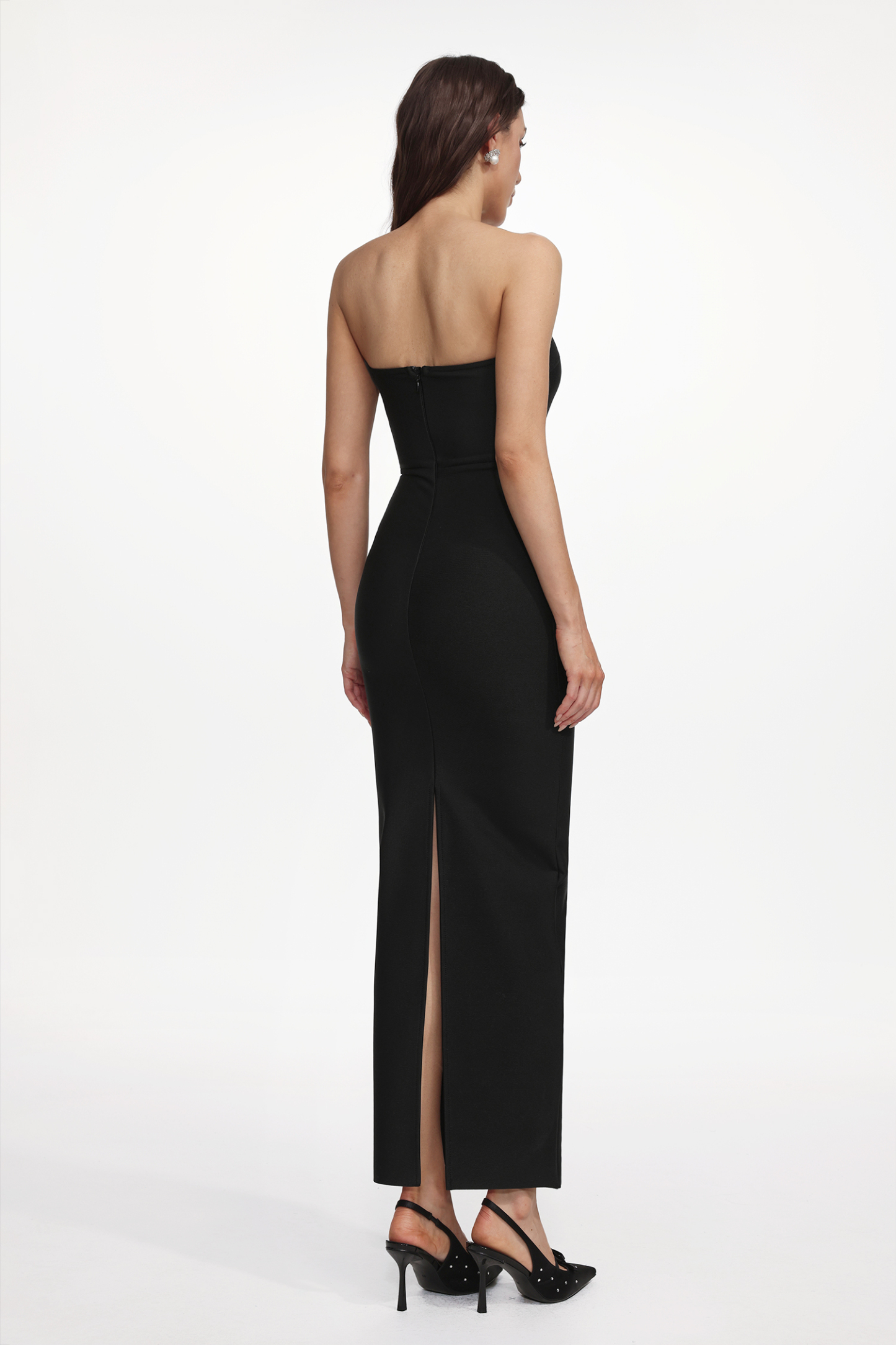 Kandiss Elegant Contour Strapless Cut Out Bandage Maxi Dress