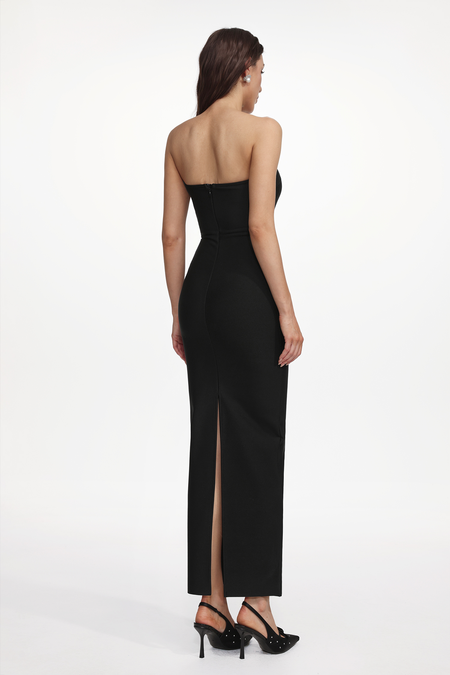 Kandiss Elegant Contour Strapless Cut Out Bandage Maxi Dress