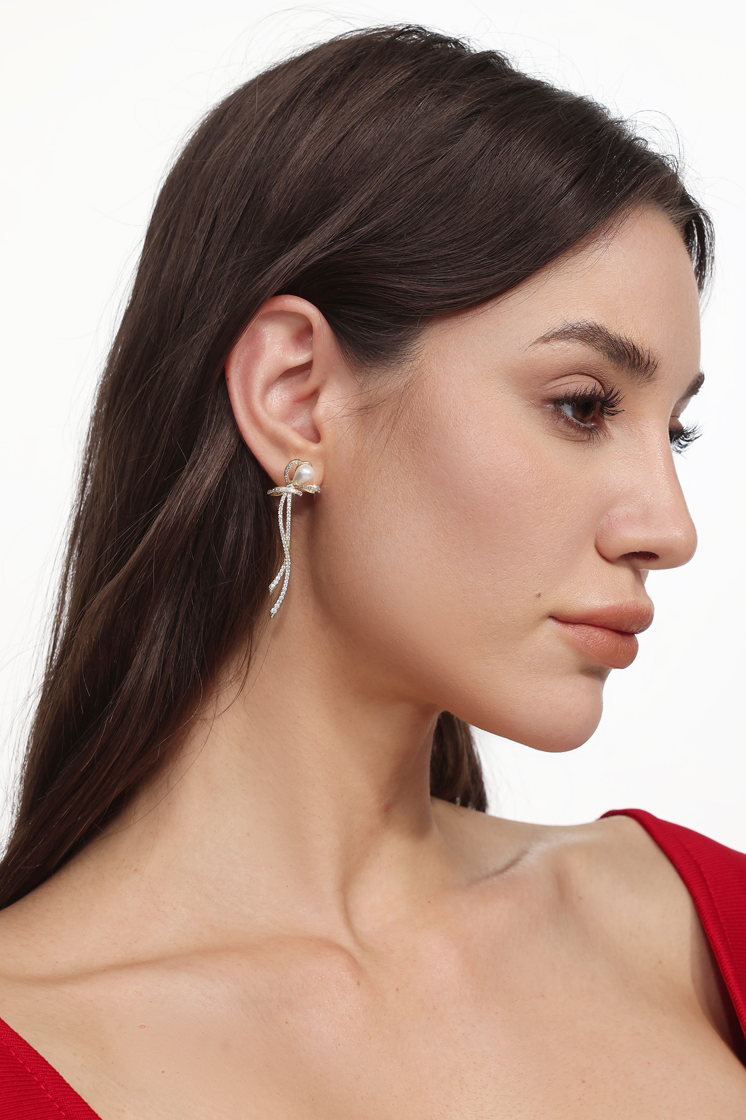 Serren Floral Pearl Diamond Twist Earrings