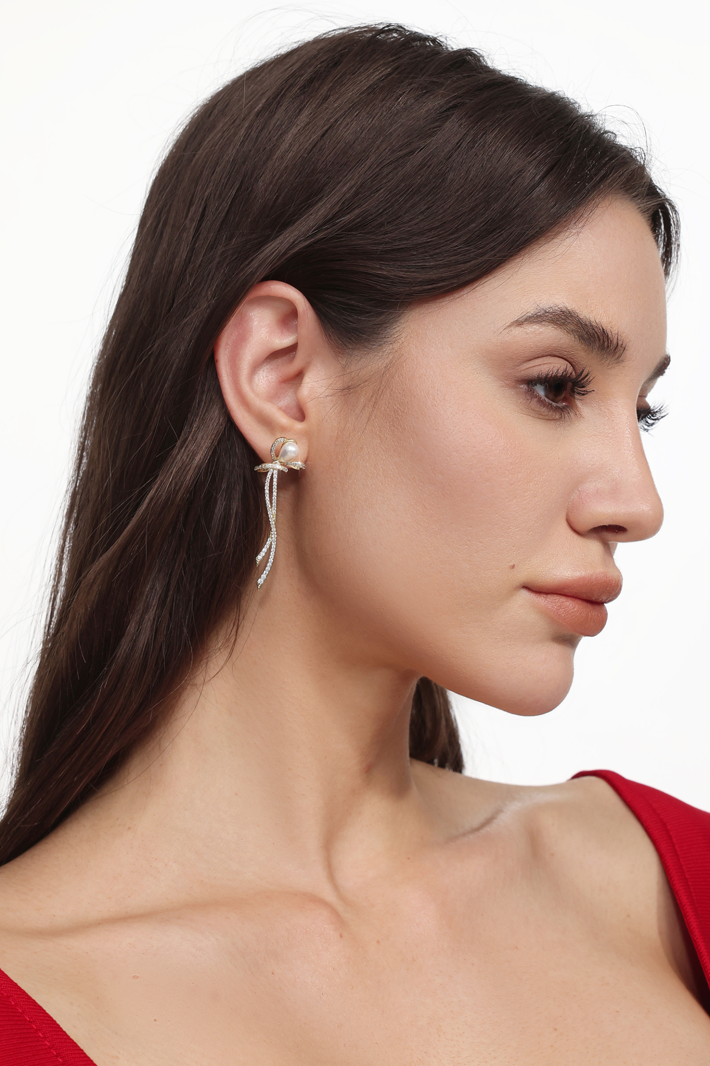 Serren Floral Pearl Diamond Twist Earrings