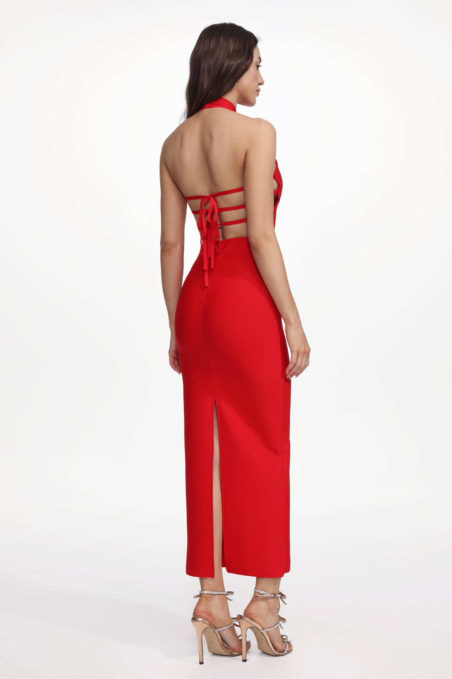 Emier Sexy Contour Sleeveless Cut Out Bandage Maxi Dress