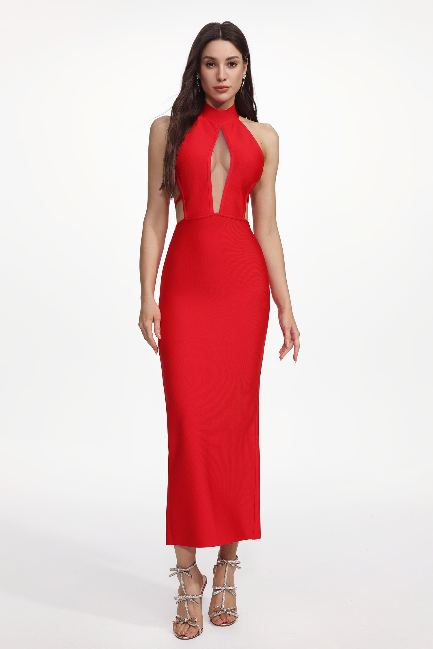 Emier Sexy Contour Sleeveless Cut Out Bandage Maxi Dress