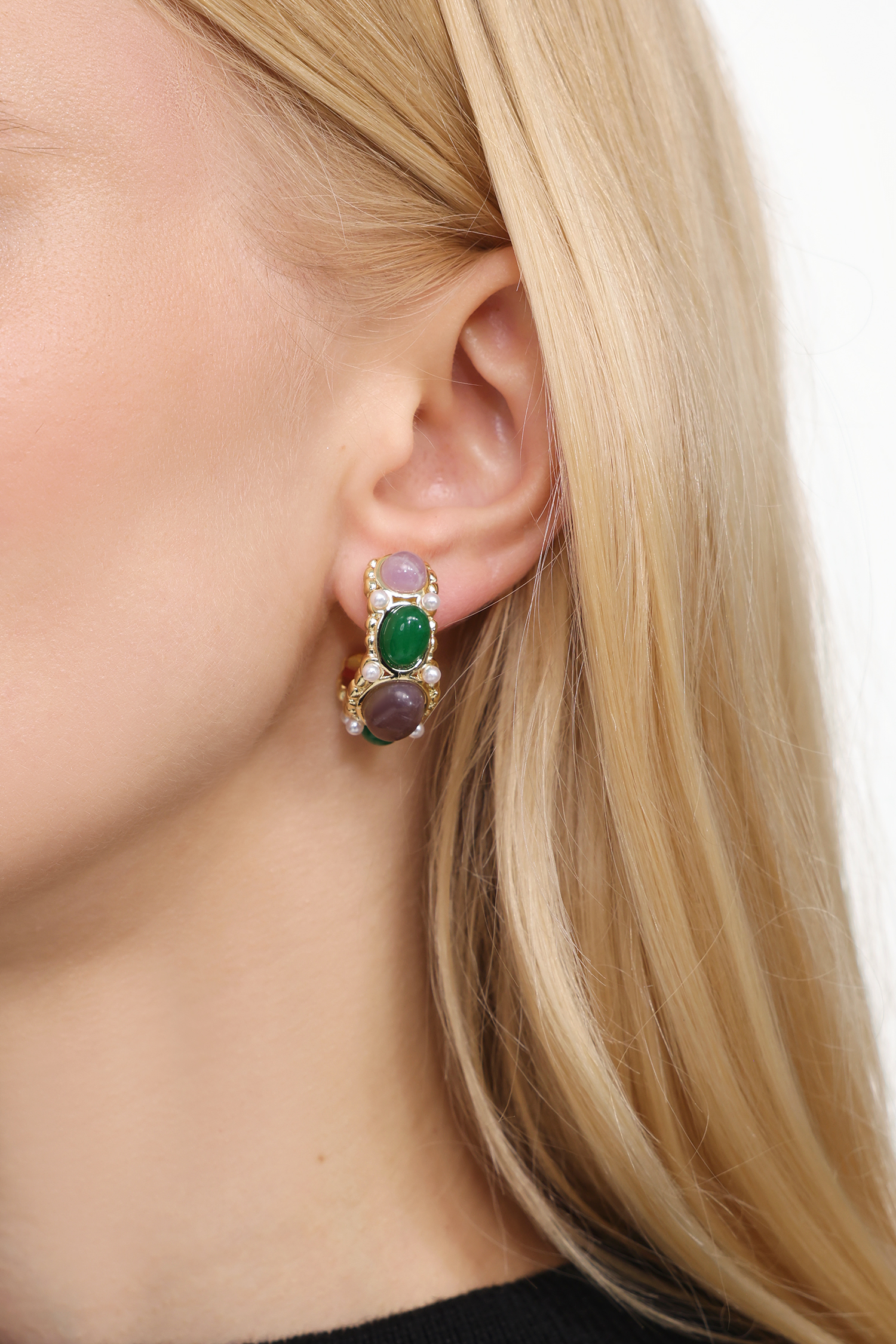 Gaia Pearl Metal Earrings