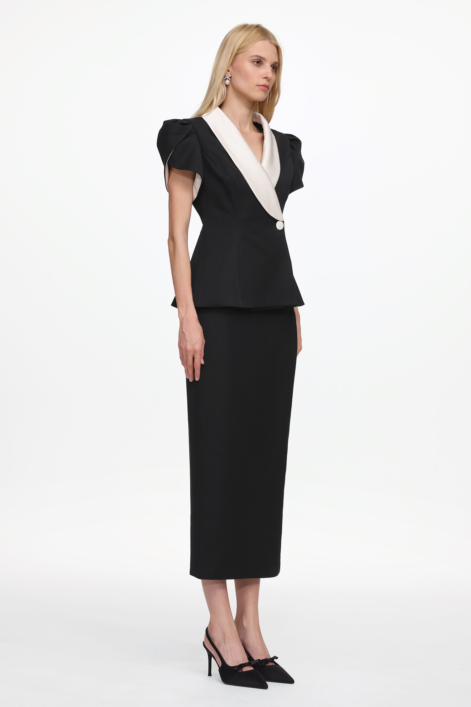 Katrina Classic Tailored Contrast Jacket and Skirt Set