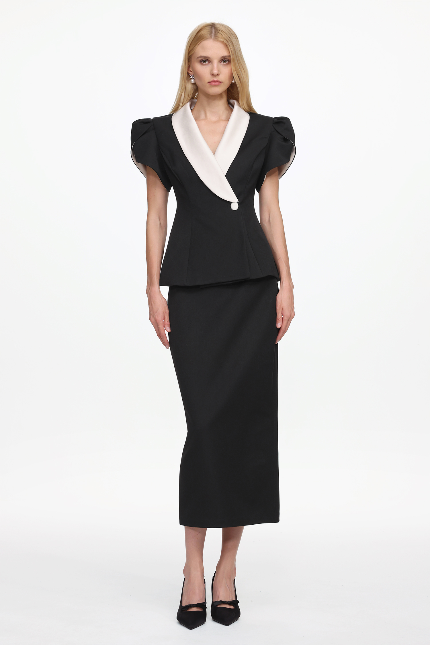 Katrina Classic Tailored Contrast Jacket and Skirt Set