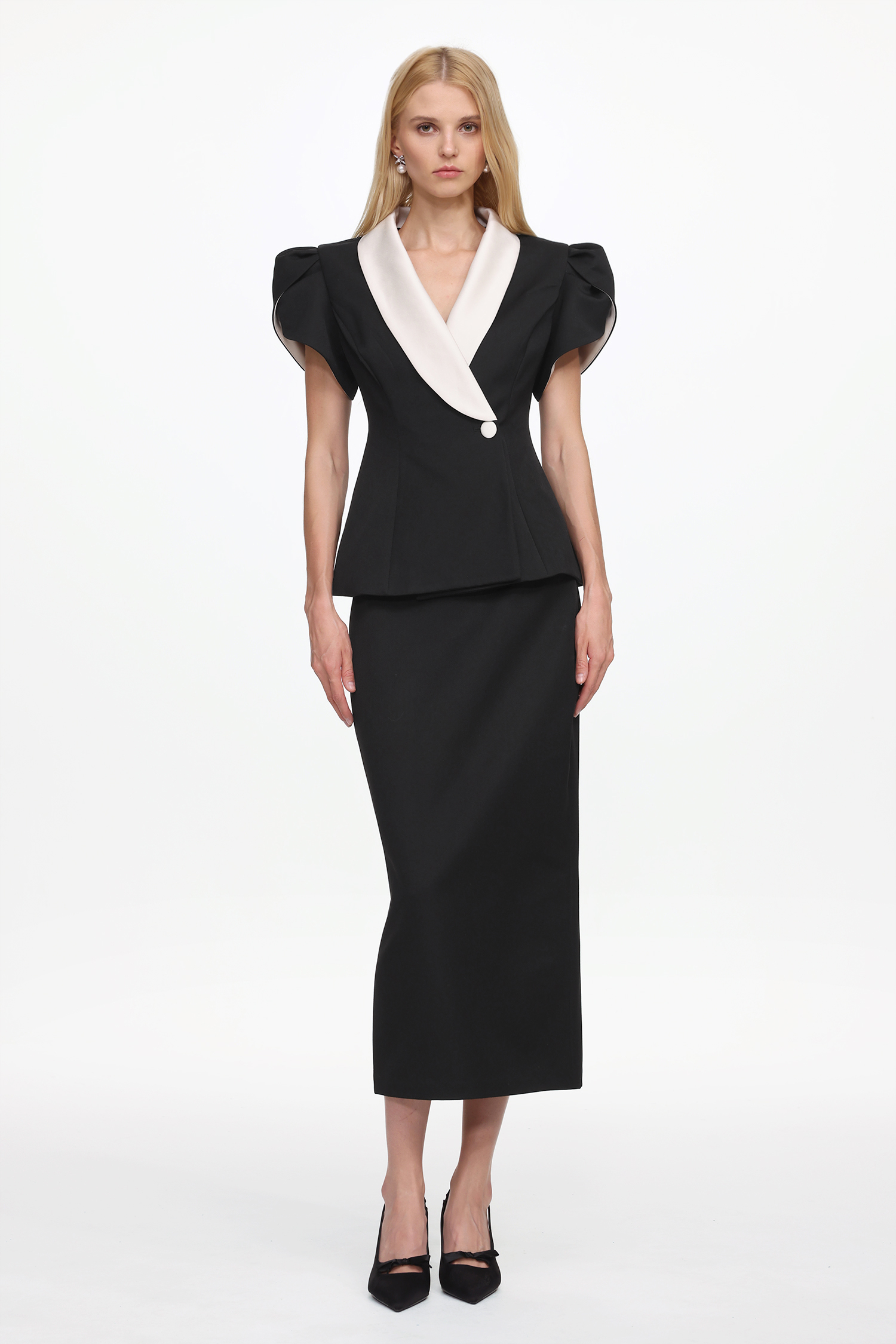 Katrina Classic Tailored Contrast Jacket and Skirt Set