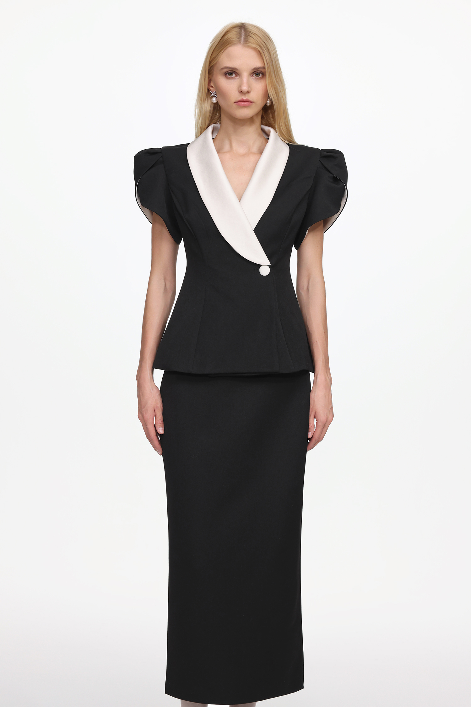 Katrina Classic Tailored Contrast Jacket and Skirt Set