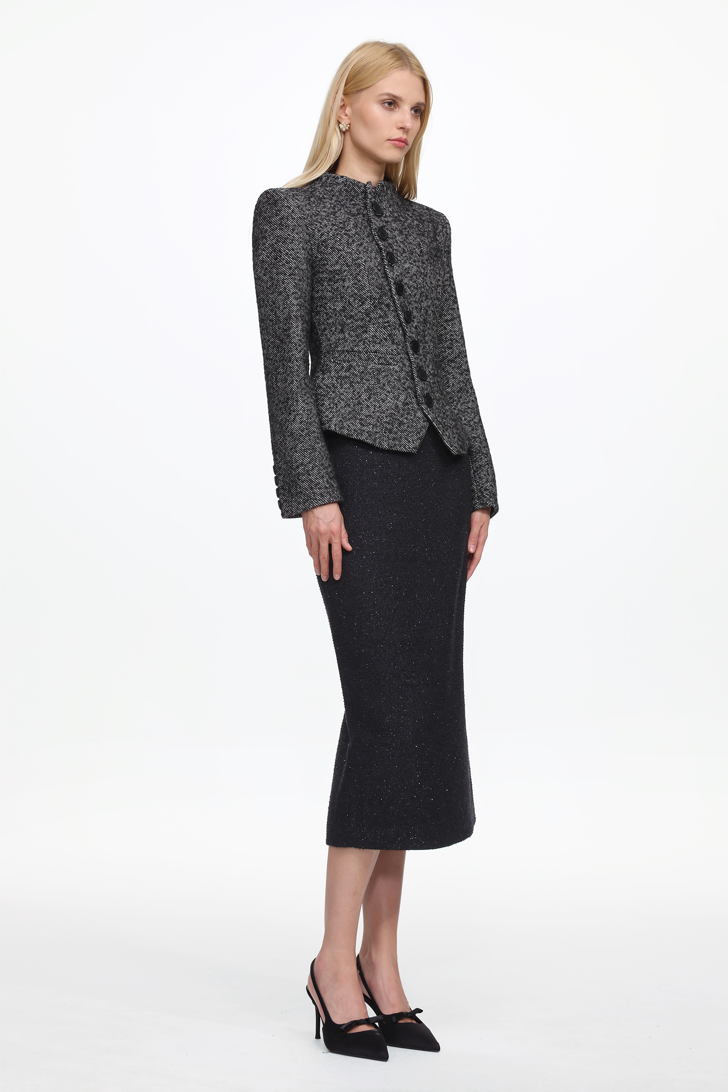 Vleah Classic Tailored Long Sleeve Asymmetric Blazer