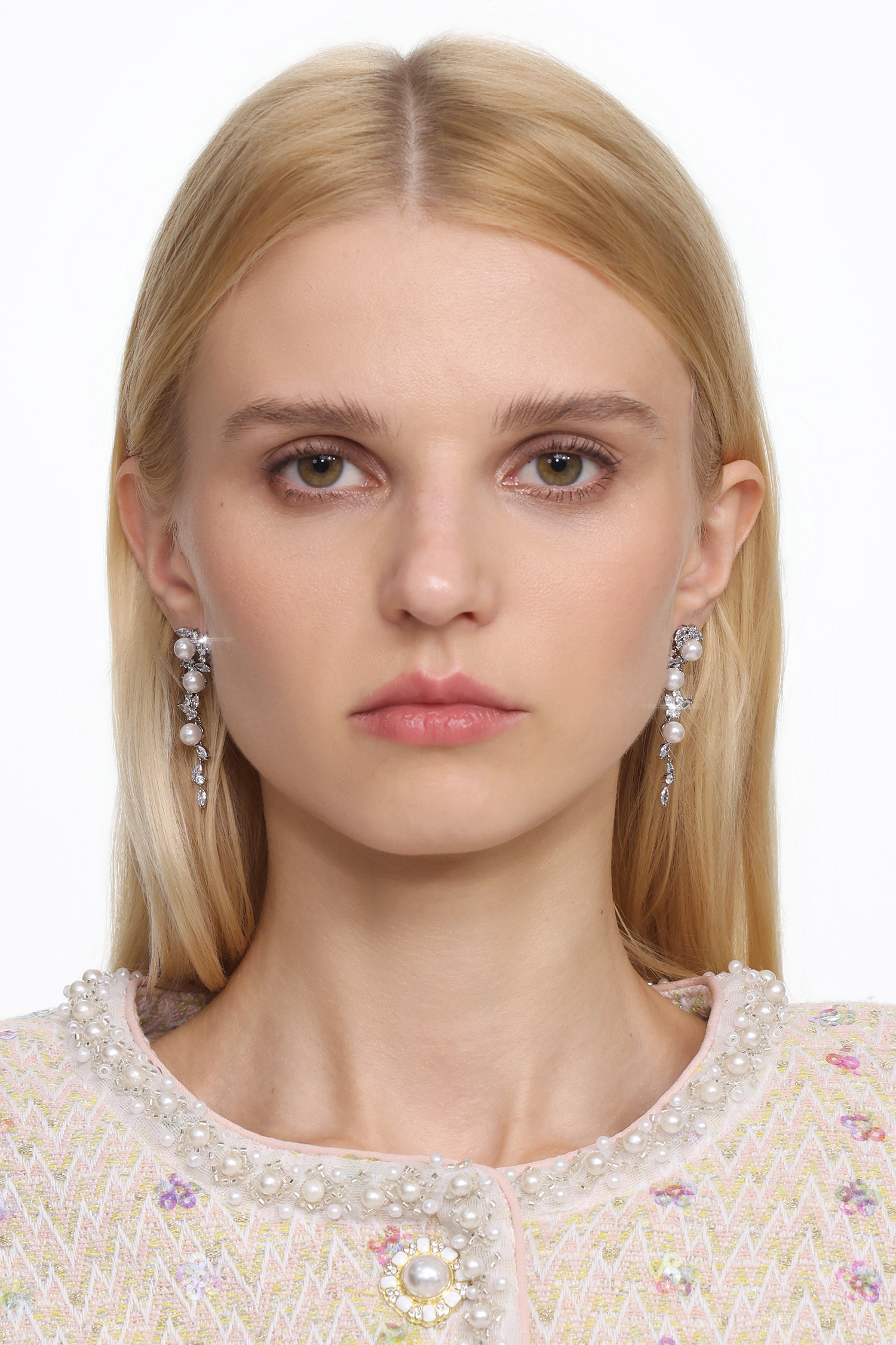 Evangeline Pearl Diamond Earrings