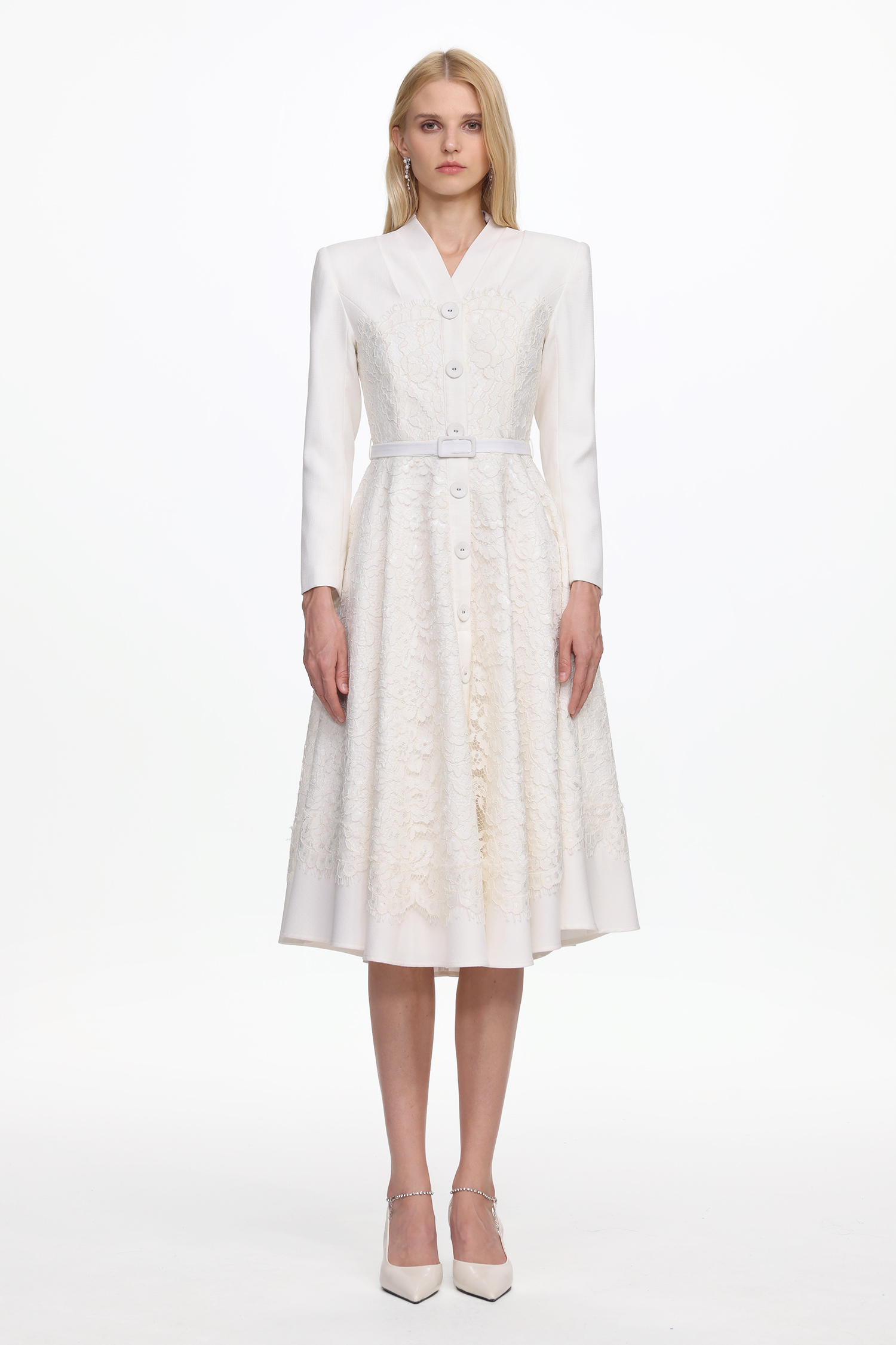 Paulina Elegant Tailored Long Sleeve Lace Maxi Dress