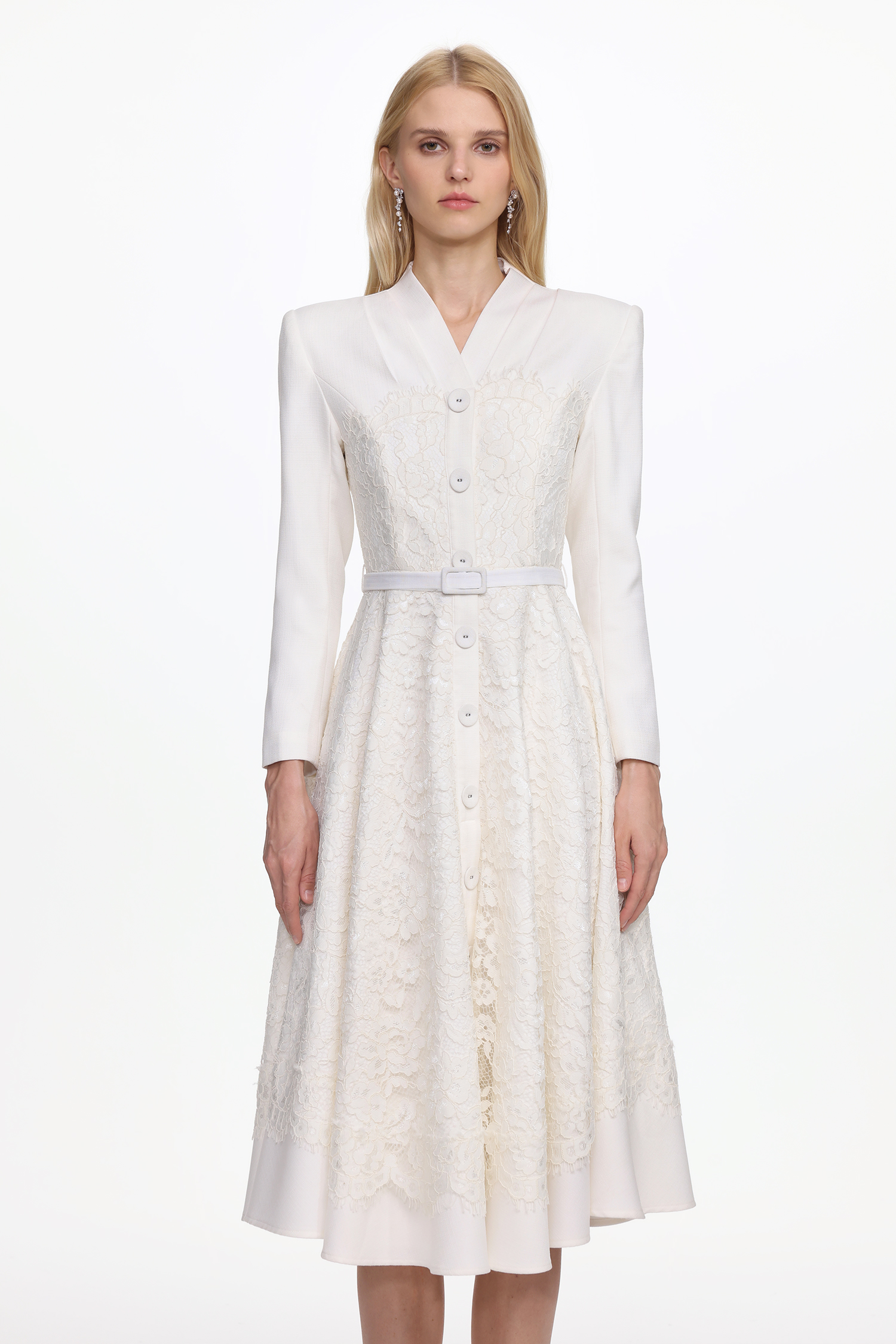 Paulina Elegant Tailored Long Sleeve Lace Maxi Dress