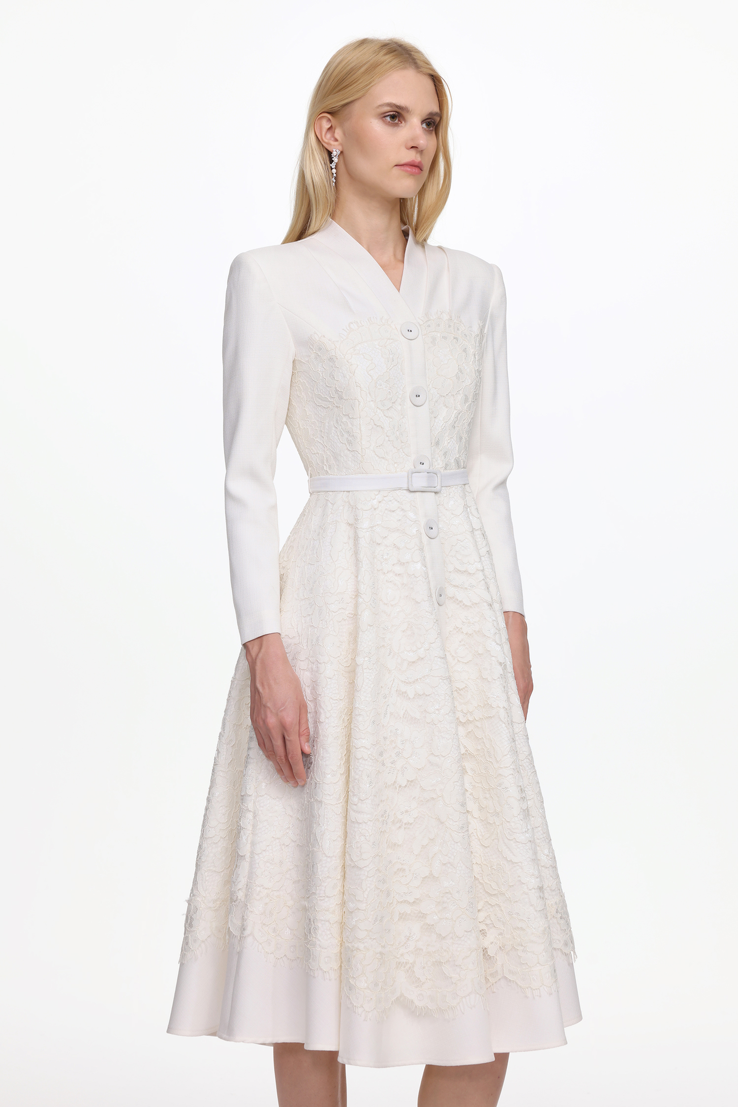 Paulina Elegant Tailored Long Sleeve Lace Maxi Dress