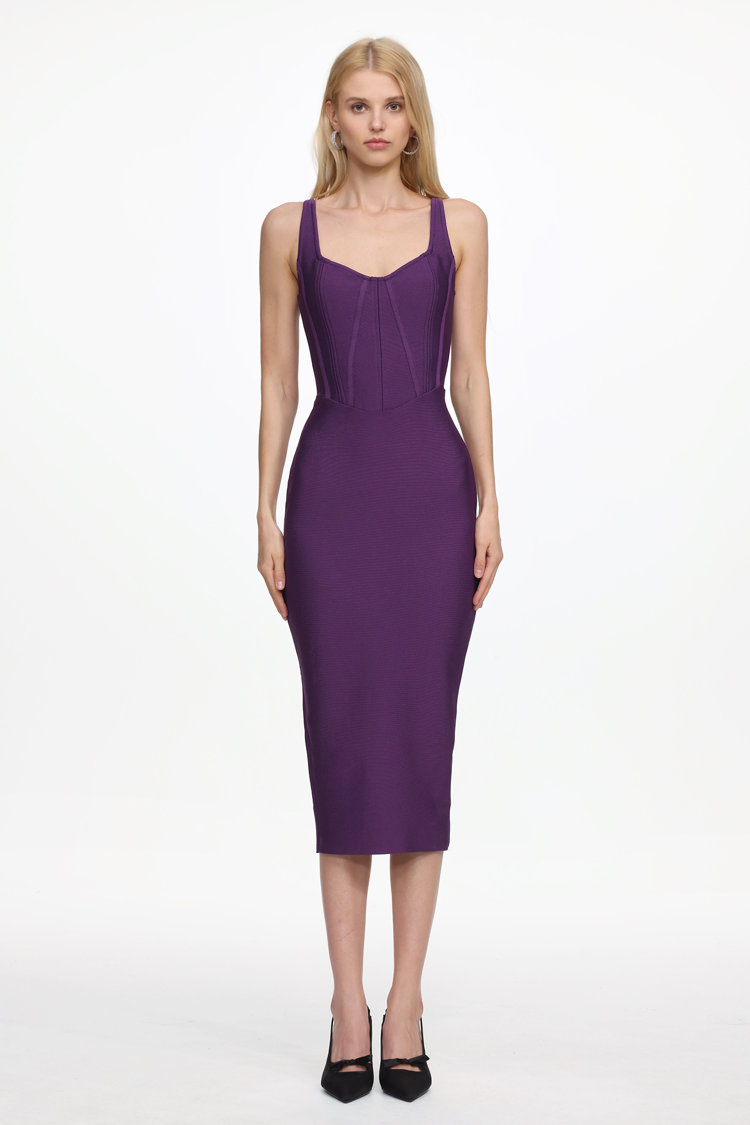 Lillian Classic Contour Sleeveless Bandage Midi Dress