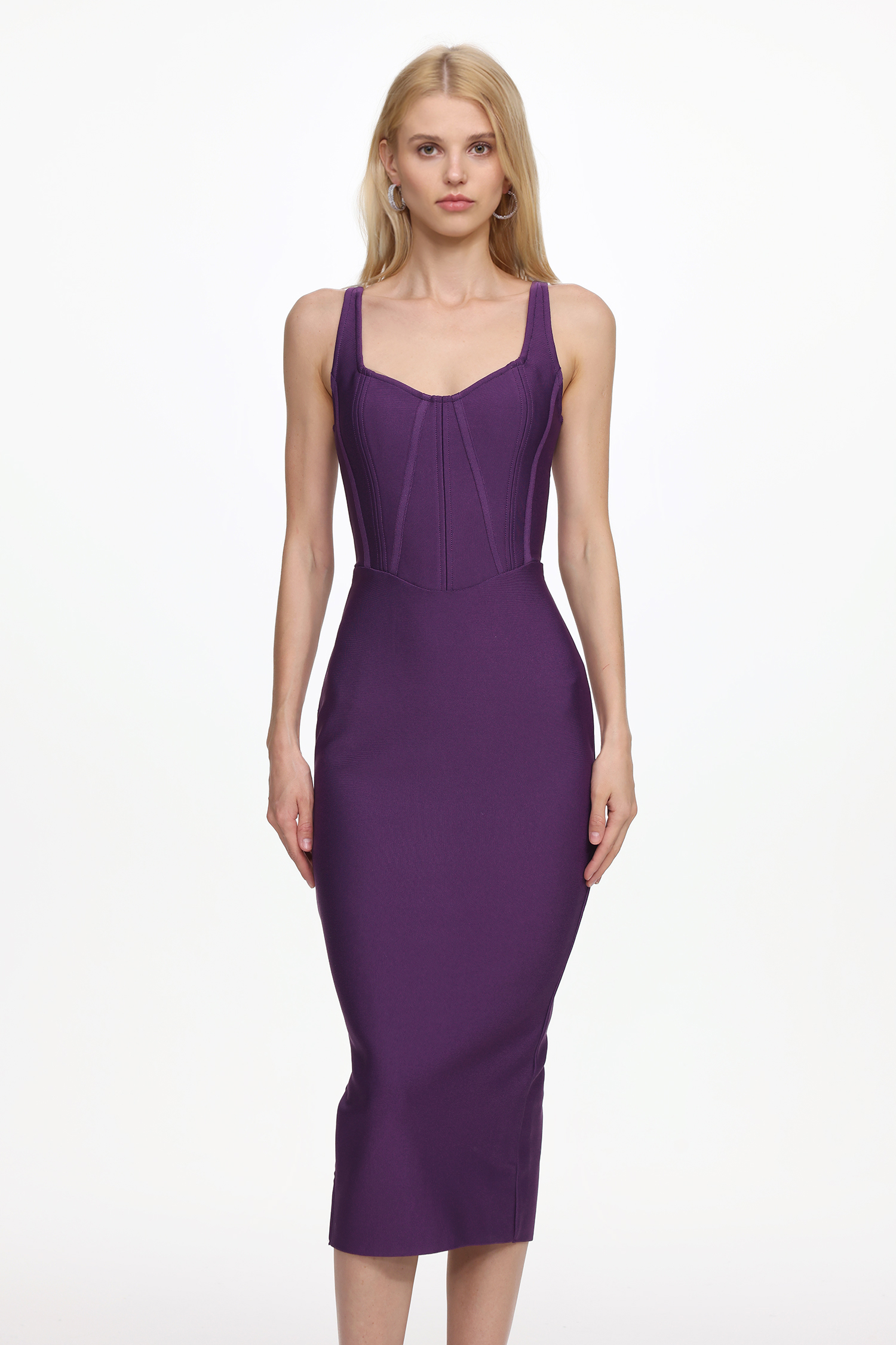 Lillian Classic Contour Sleeveless Bandage Midi Dress