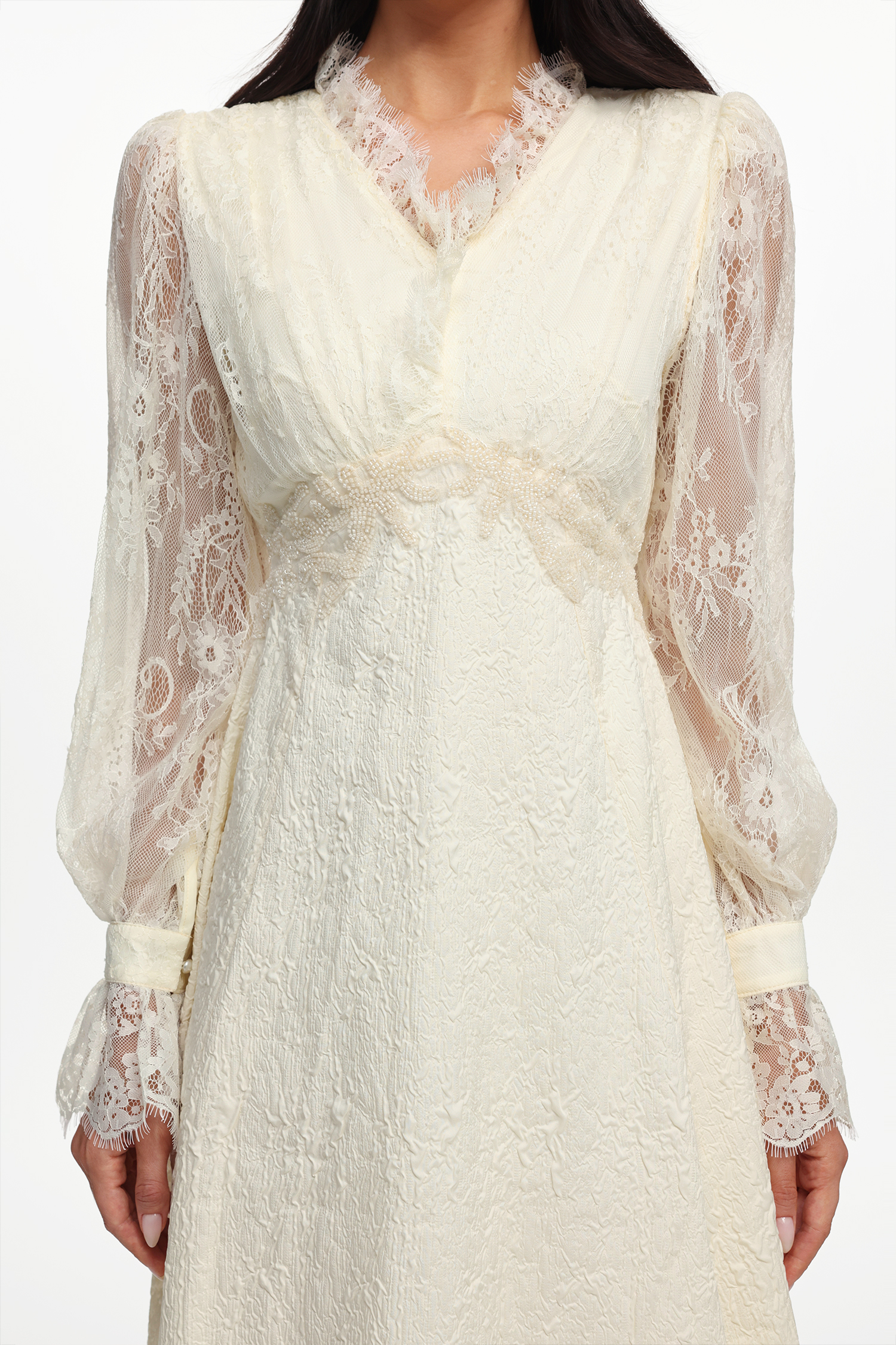 Verna Resort Flowy Long Sleeve Lace Woven Maxi Dress