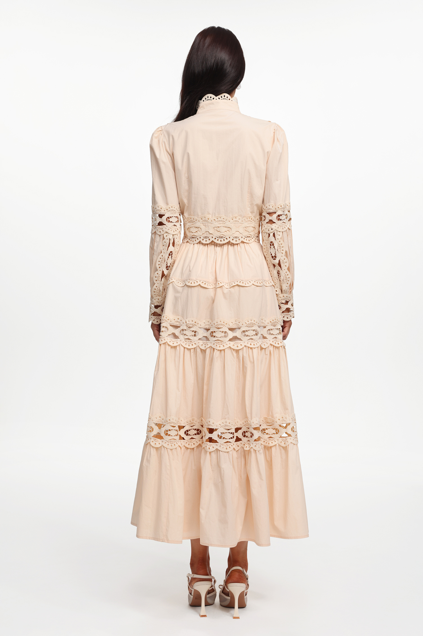 Monica Resort Flowy Long Sleeve Cut Out Woven Top And Skirt Two-Piece Set