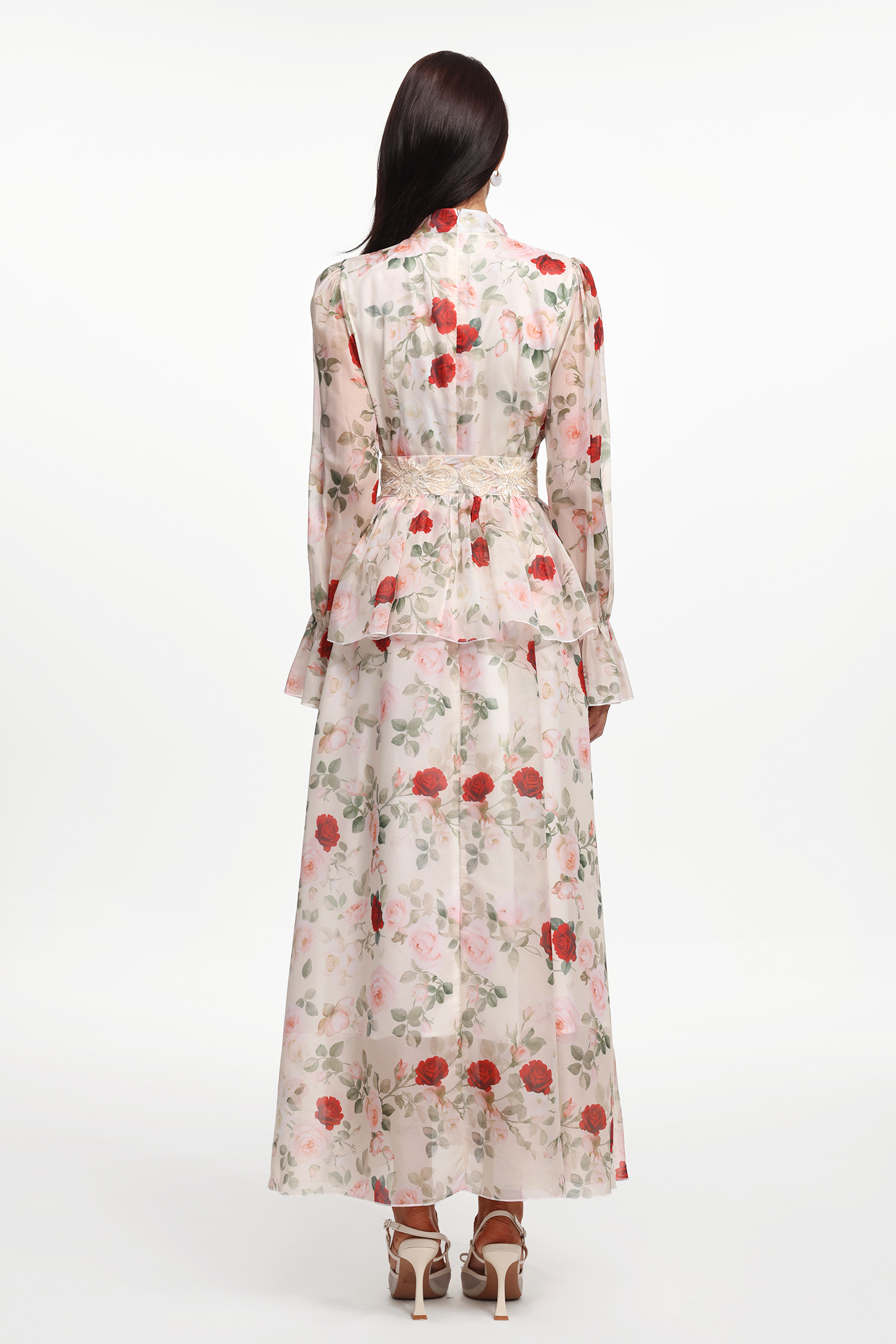 Rava Resort Flowy Long Sleeve Floral Printed Woven Maxi Dress