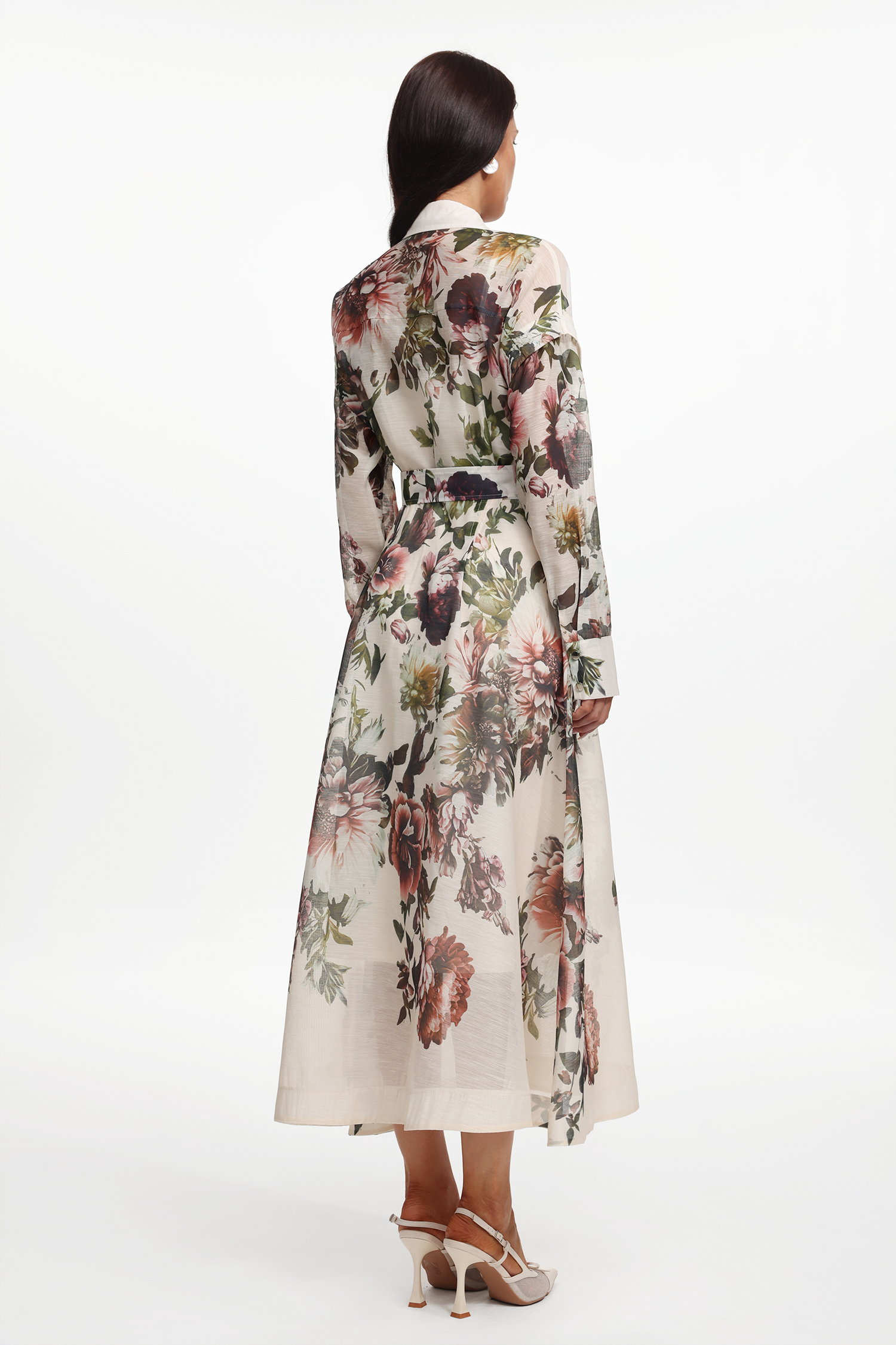 Frida Elegant Flowy Long Sleeve Floral Printed Woven Maxi Dress