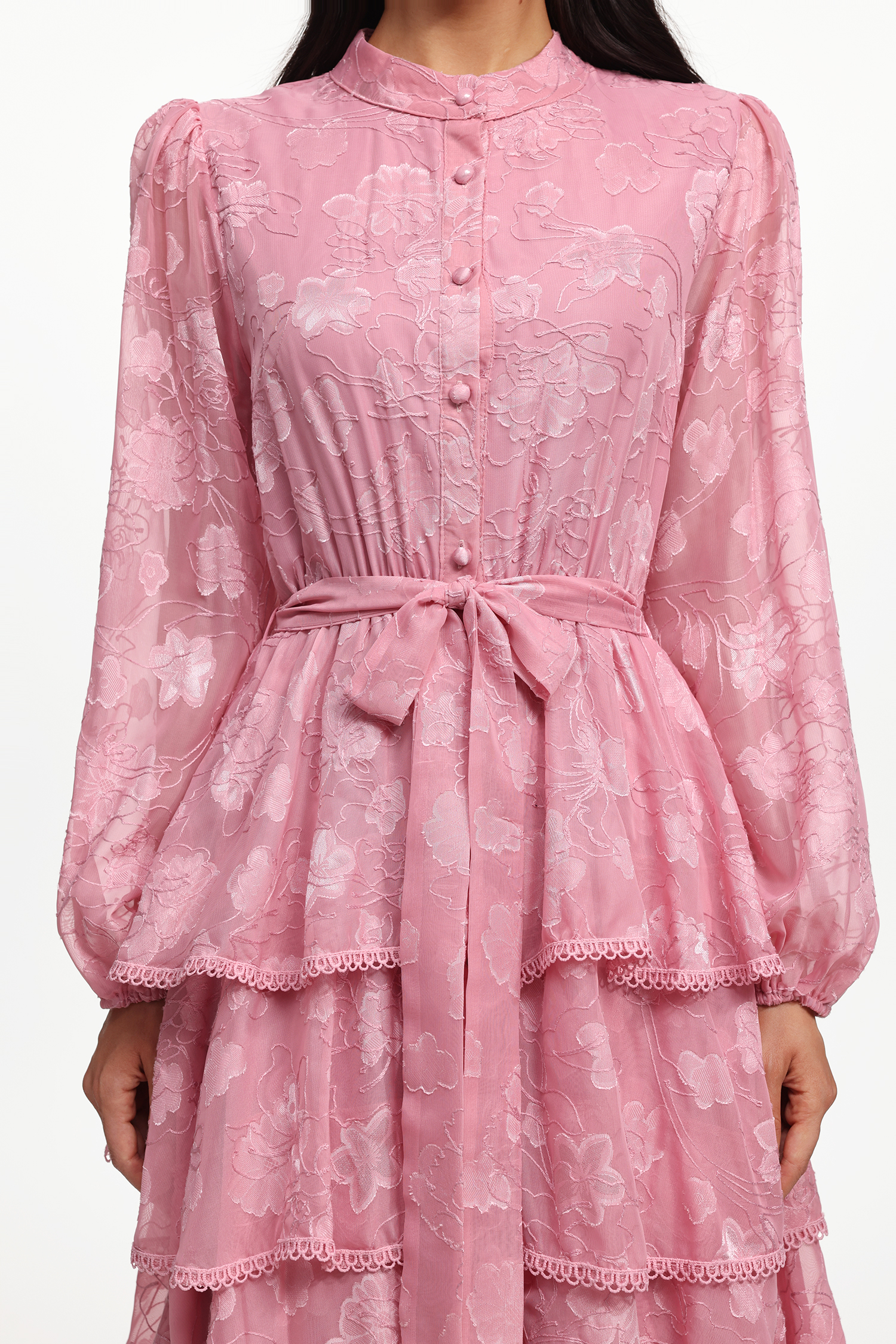 Nani Elegant Flowy Long Sleeve Floral Woven Maxi Dress