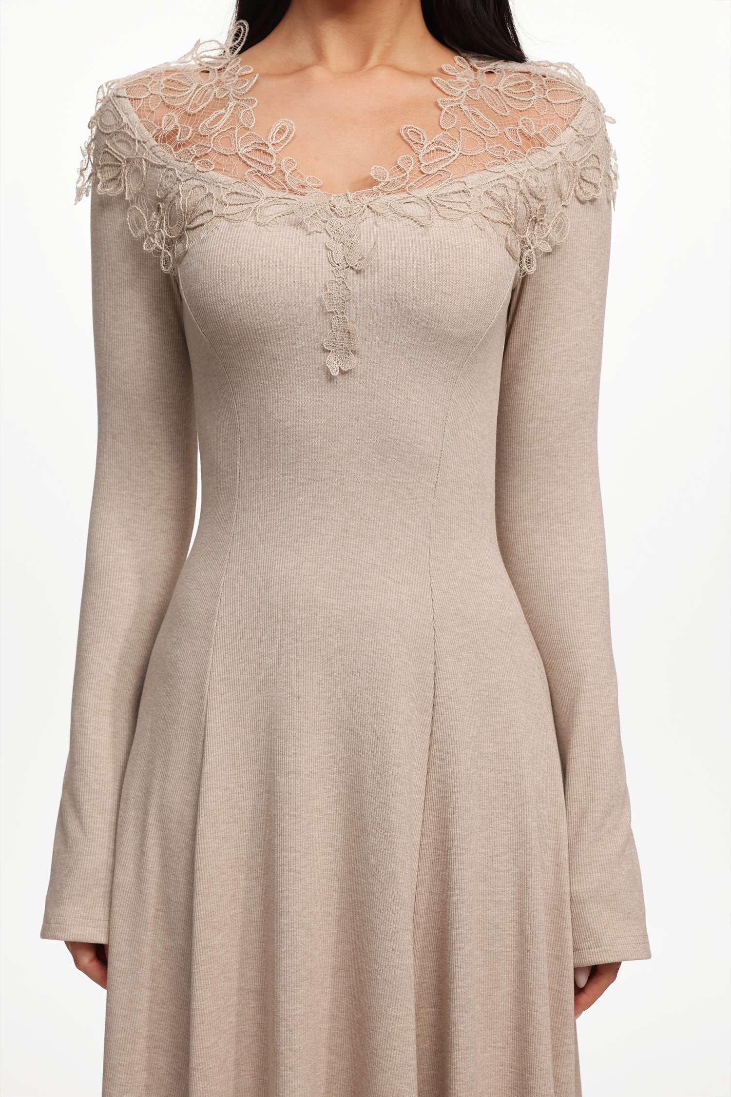 Nivia Vintage Contour Off Shoulder Long Sleeve Floral Knit Maxi Dress