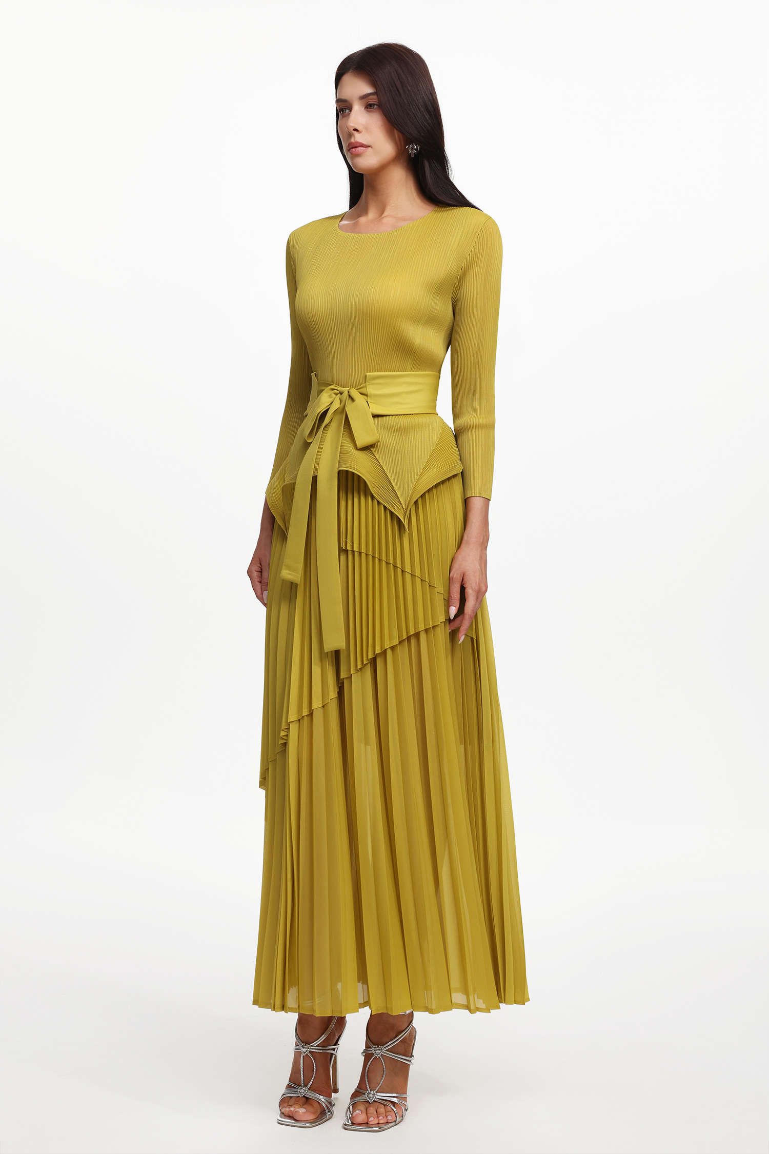 Nautica Resort Flowy Round Neck Long Sleeve Ruffle Pleated Knit Top And Skirt Two-Piece Set