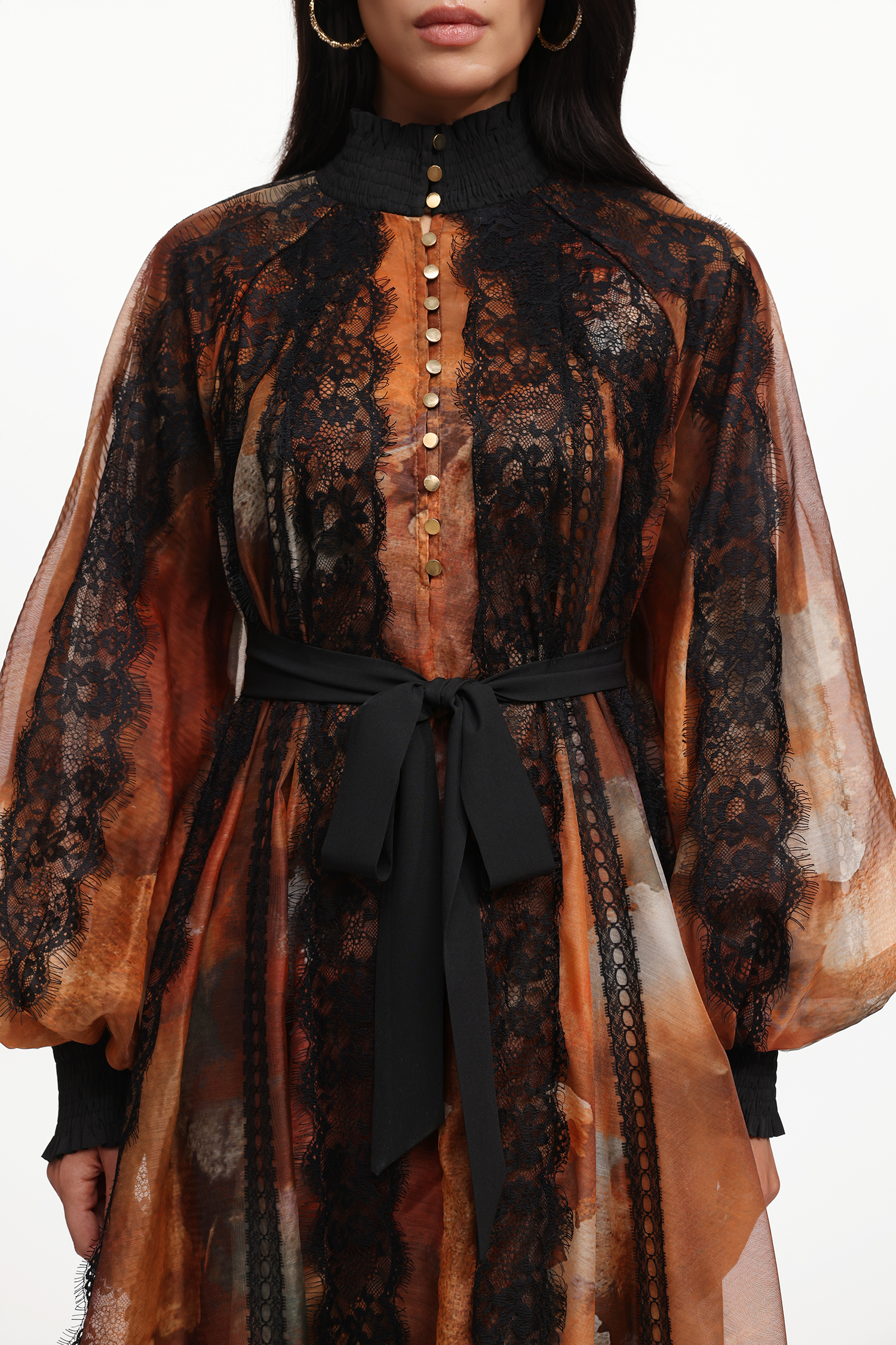 Seraphina Resort Flowy Long Sleeve Floral Printed Lace Woven Maxi Dress