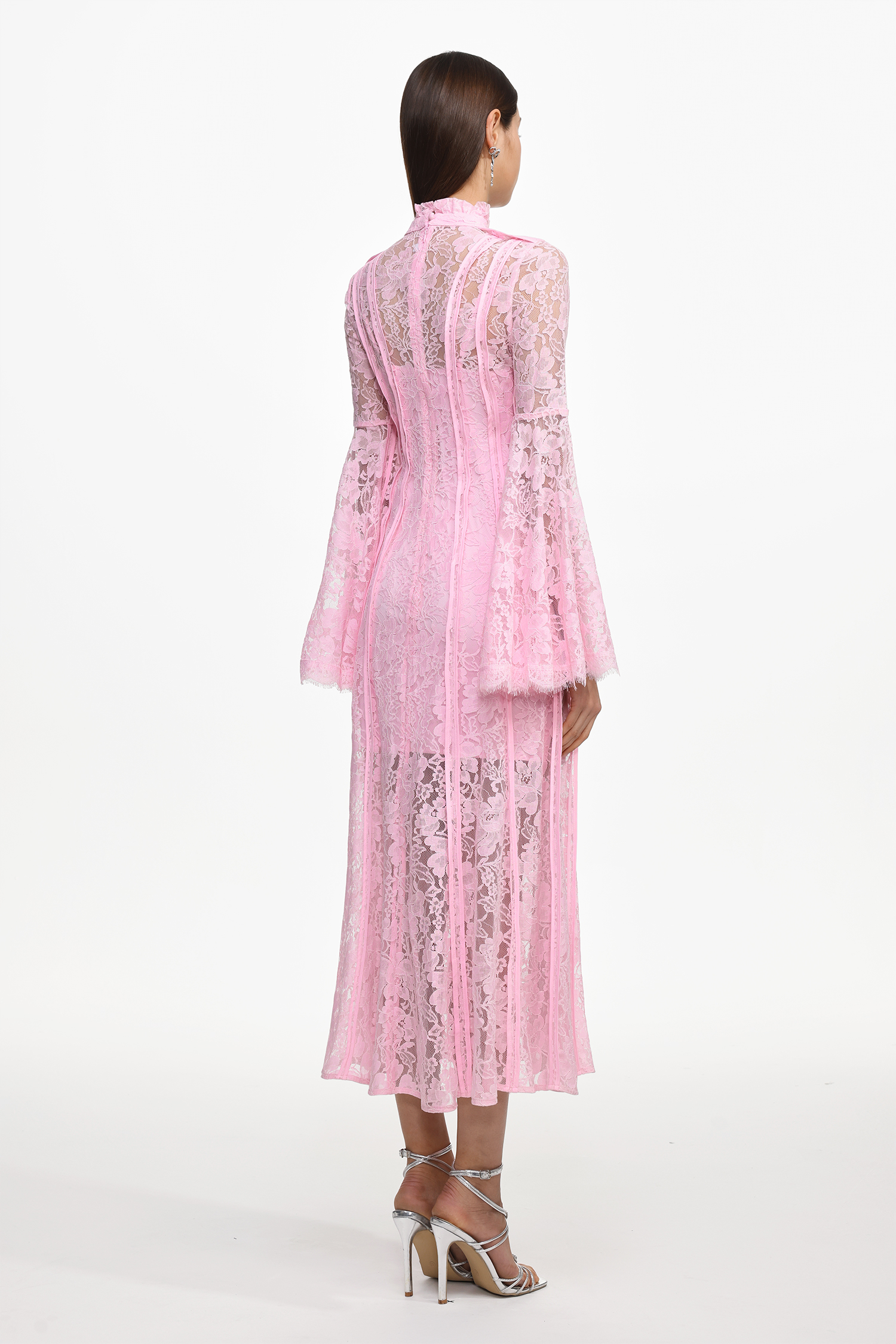 Karsten Resort Flowy Round Neck Long Sleeve Lace Maxi Dress