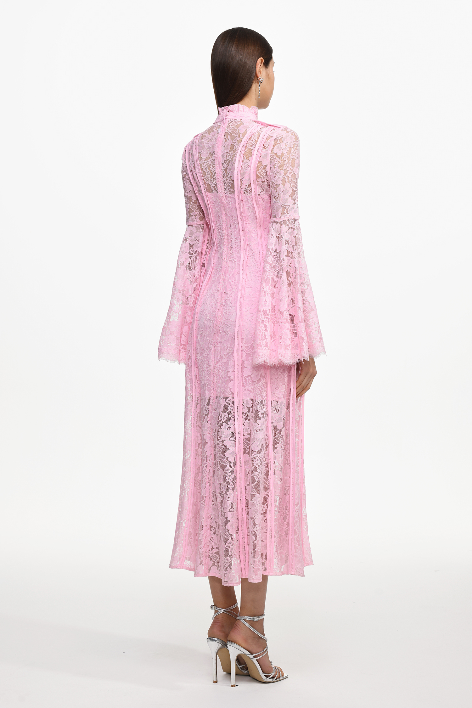 Karsten Resort Flowy Round Neck Long Sleeve Lace Maxi Dress