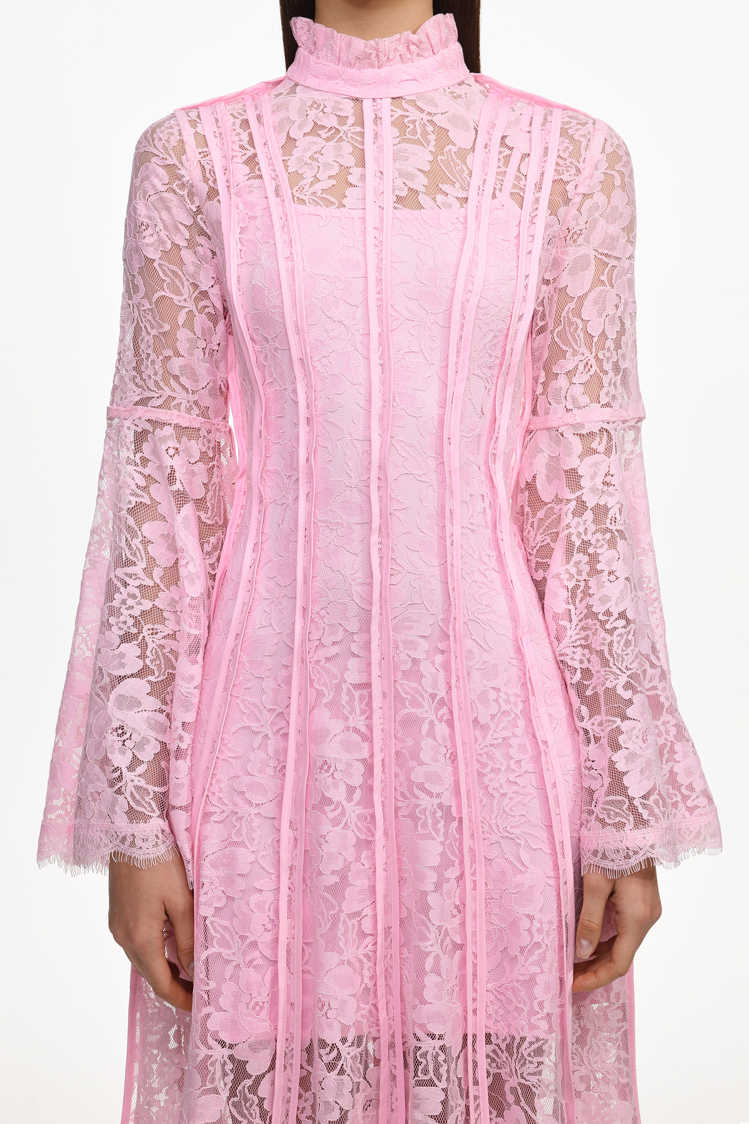 Karsten Resort Flowy Round Neck Long Sleeve Lace Maxi Dress