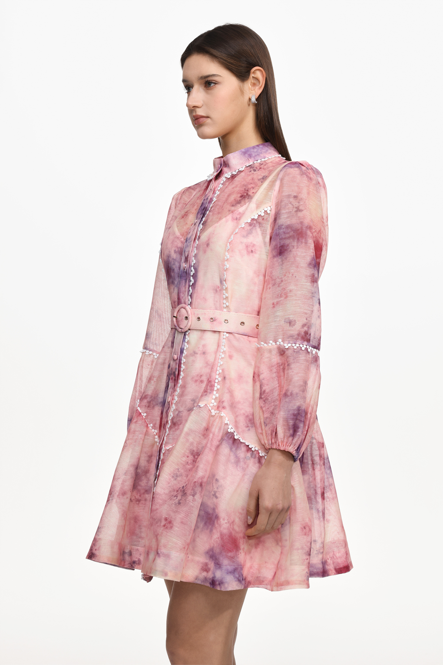 Leko Resort Flowy Long Sleeve Floral Print Woven Mini Dress