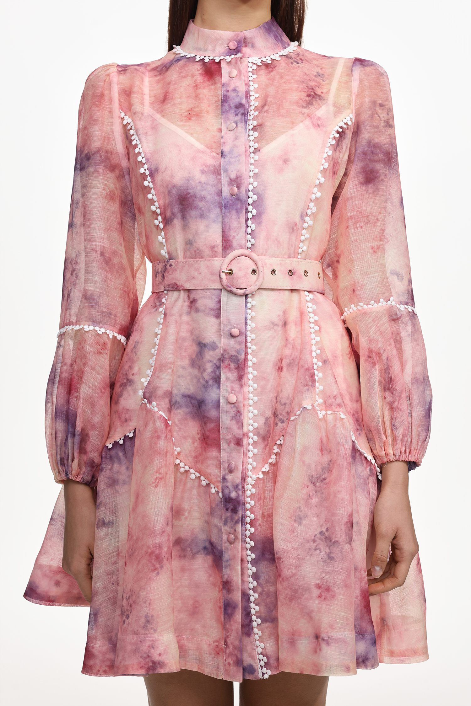 Leko Resort Flowy Long Sleeve Floral Print Woven Mini Dress