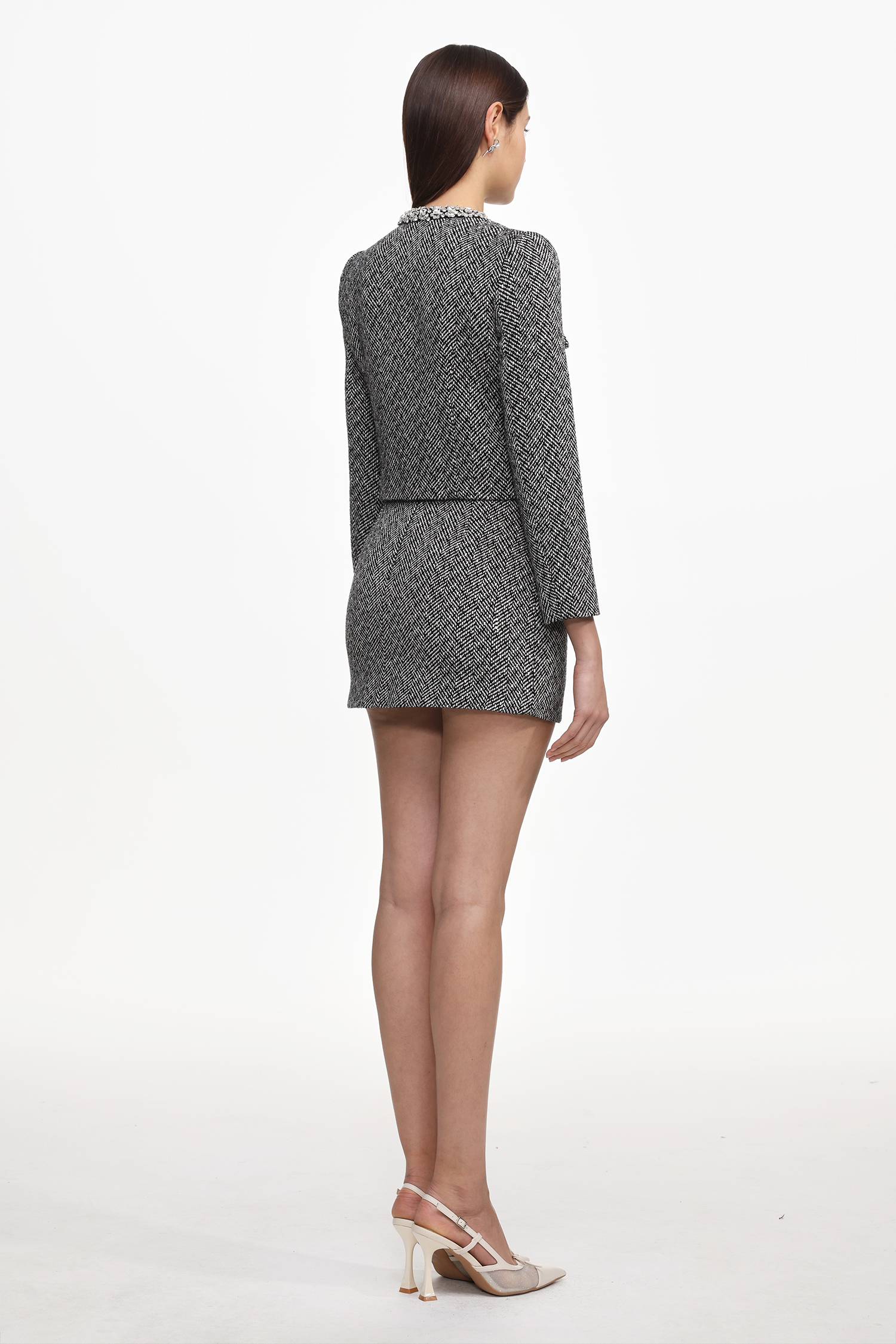 Uzaco Classic Tailored Tweed Top And Skirt Two-Piece Set