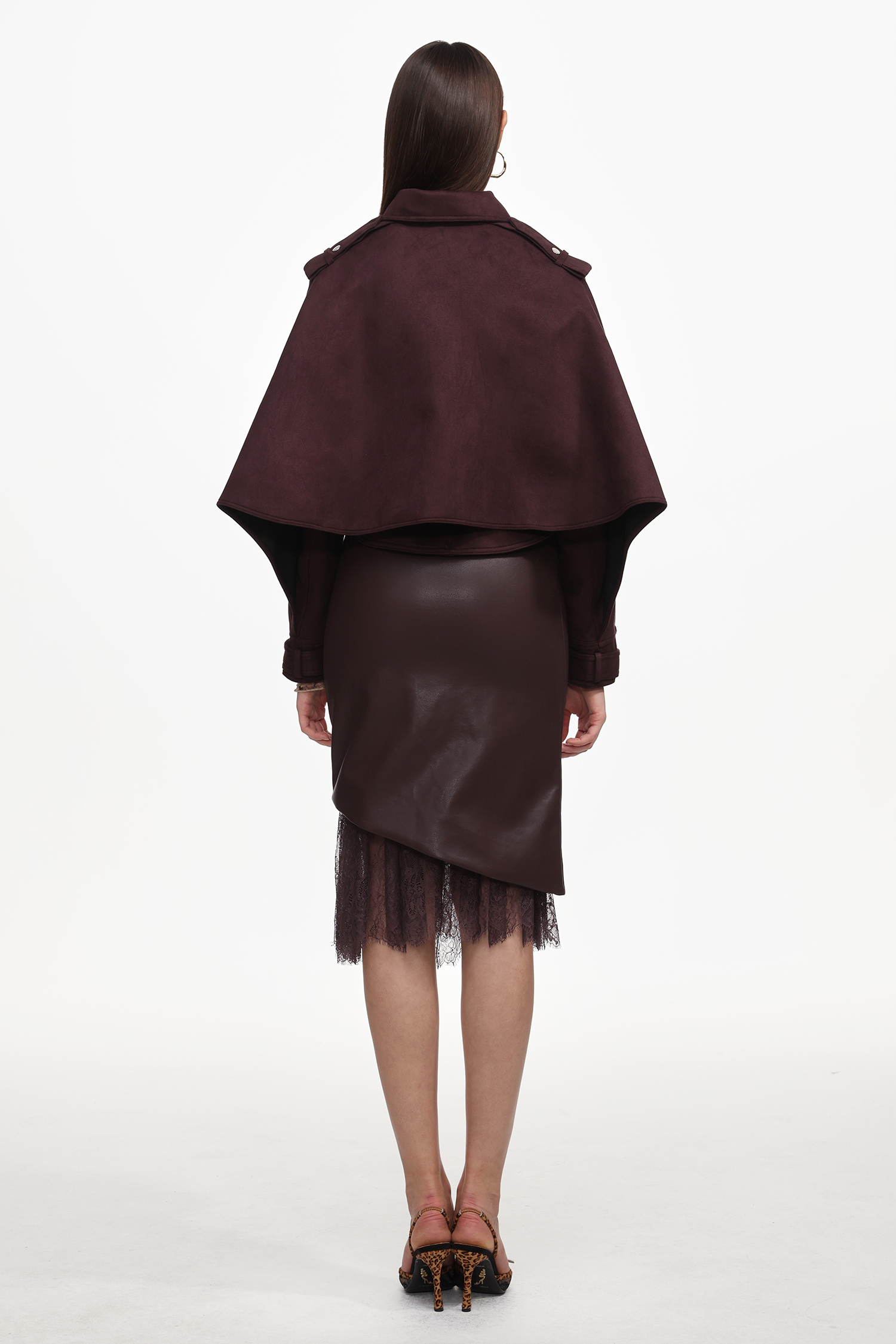 Kimivi Vintage Tailored Long Sleeve Faux Leather Jacket