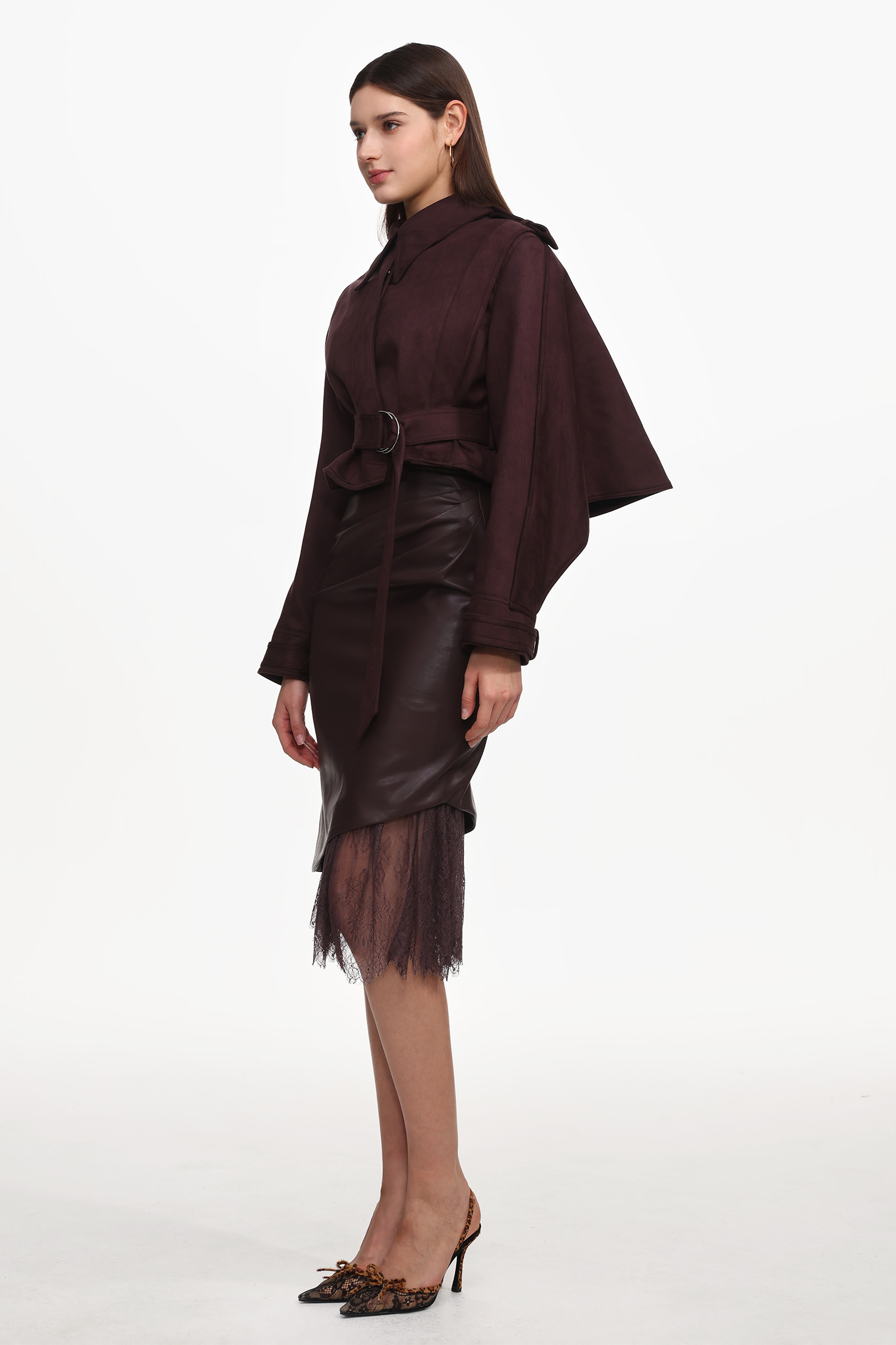 Kimivi Vintage Tailored Long Sleeve Faux Leather Jacket