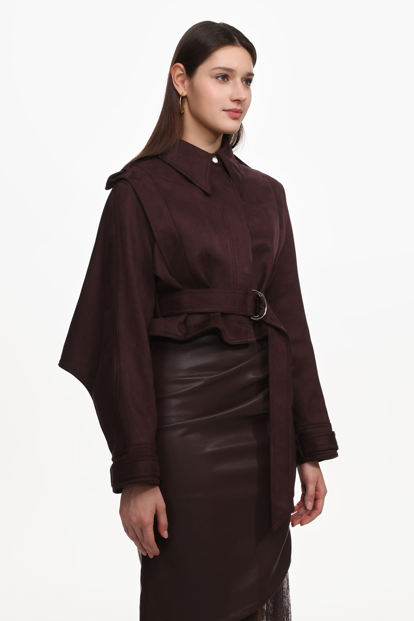 Kimivi Vintage Tailored Long Sleeve Faux Leather Jacket