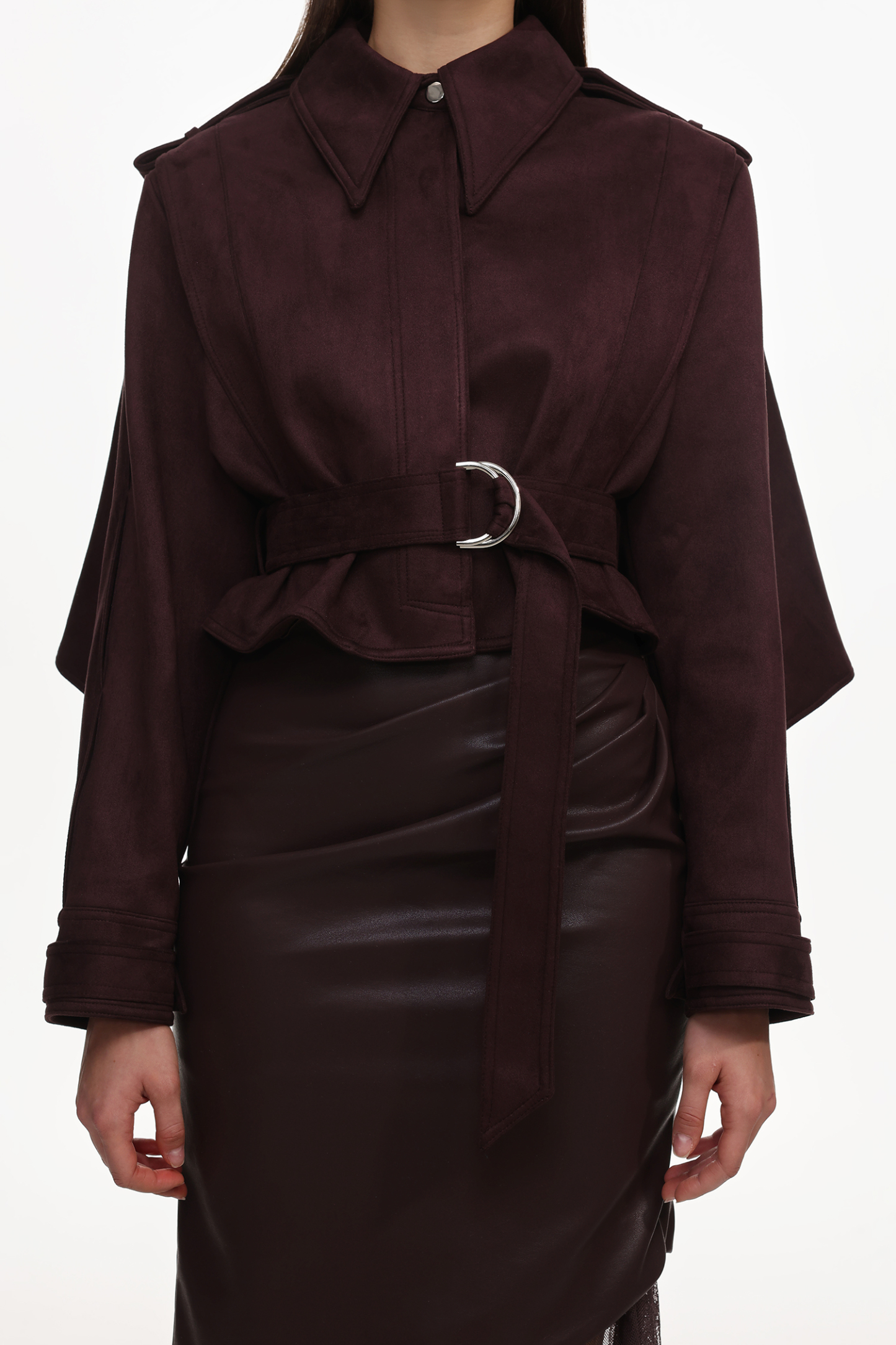 Kimivi Vintage Tailored Long Sleeve Faux Leather Jacket