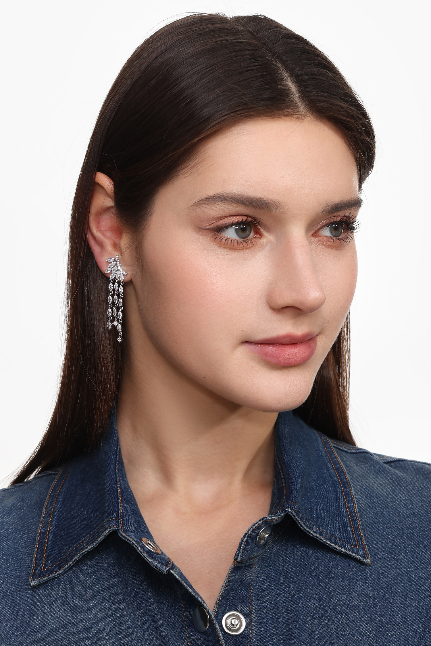 Indigo Diamond Semicircle Tassel Earrings