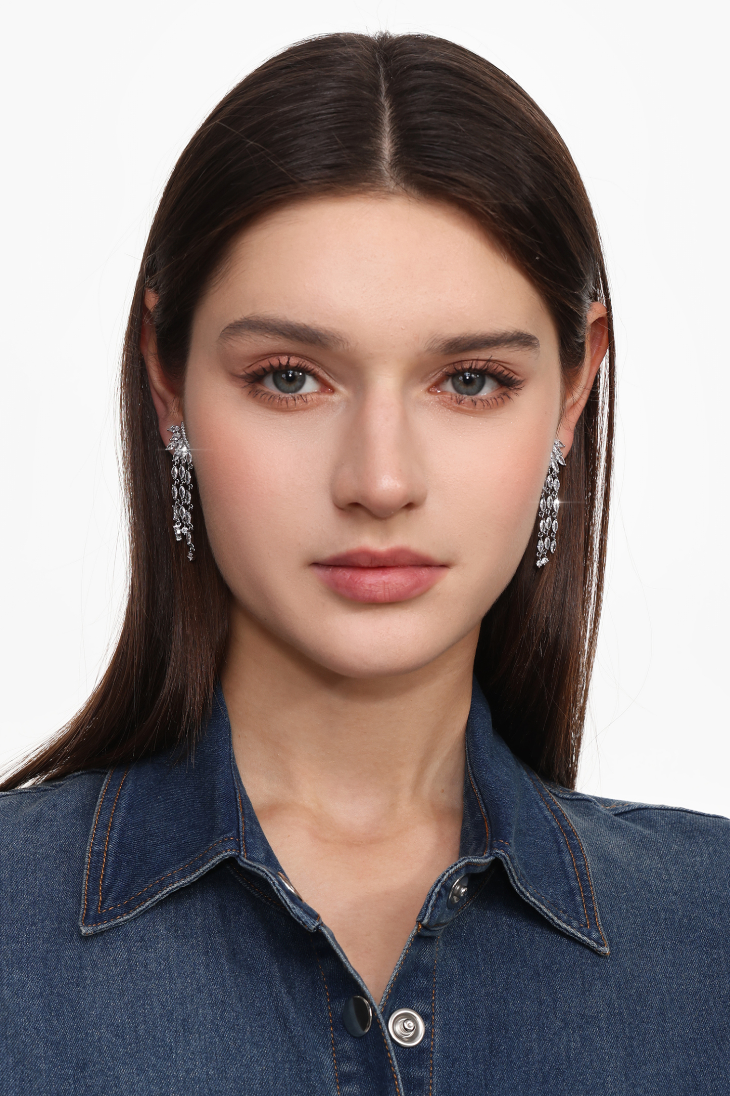 Indigo Diamond Semicircle Tassel Earrings