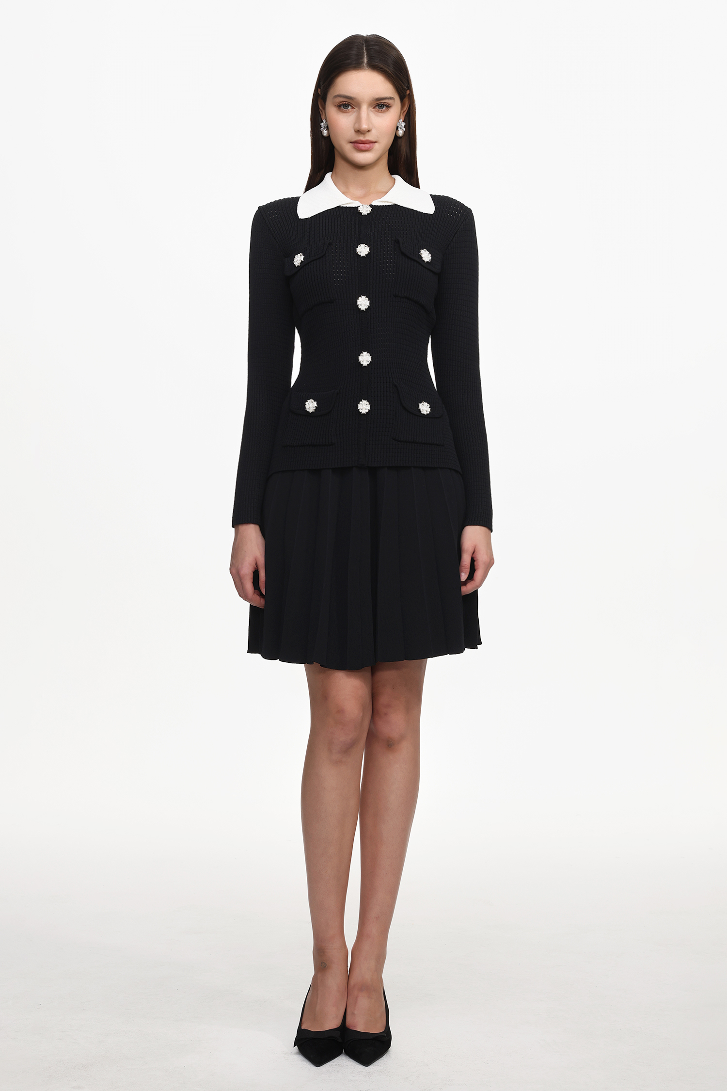 Janka Classic Contour Long Sleeve Knit Top And Skirt Set