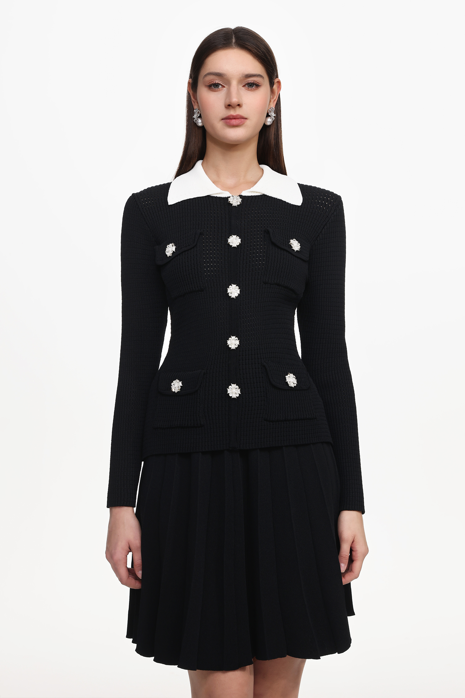 Janka Classic Contour Long Sleeve Knit Top And Skirt Set