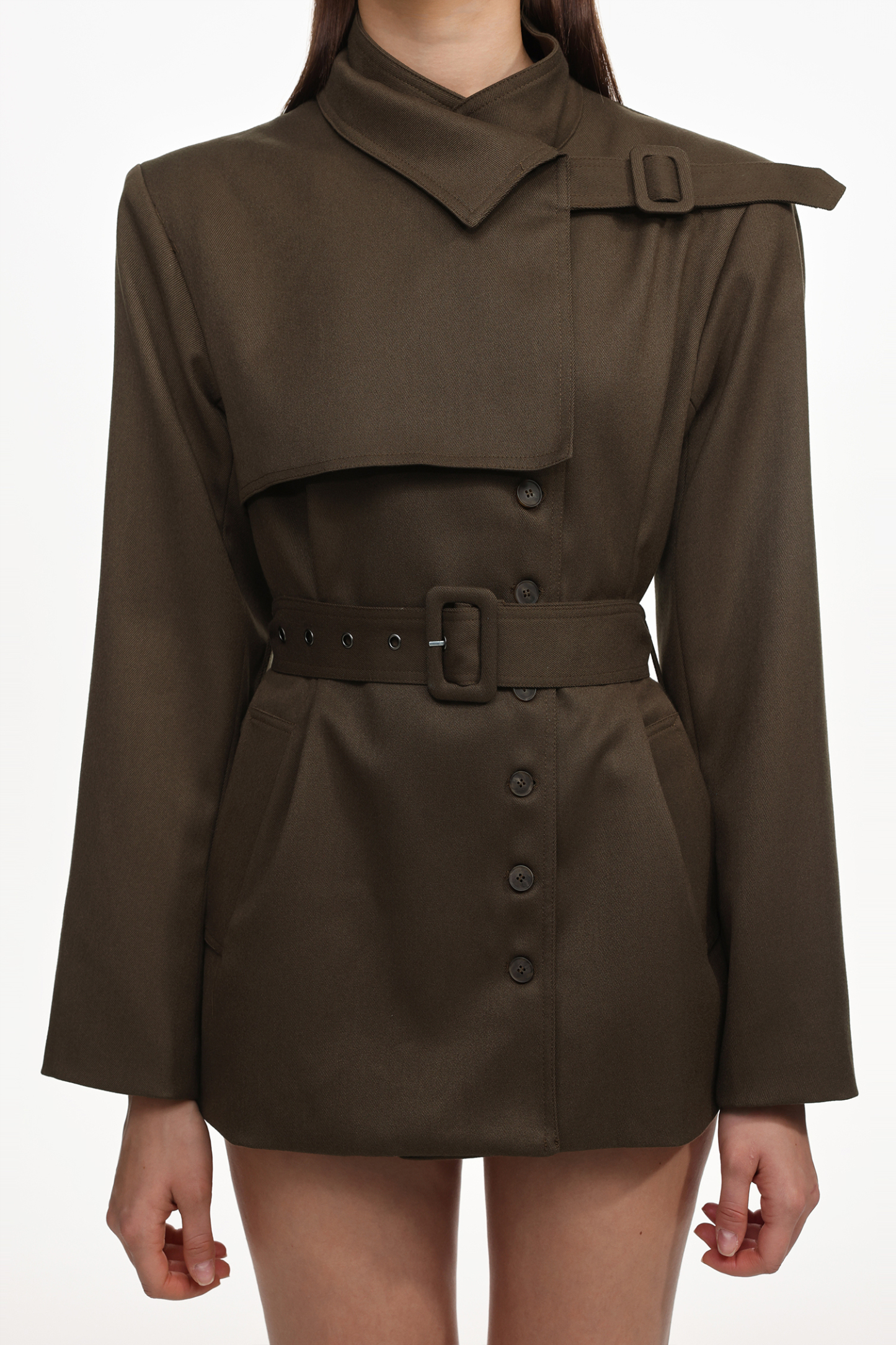 Uercia Chic Tailored Long Sleeve Asymmetrical  Woven Mini Dress