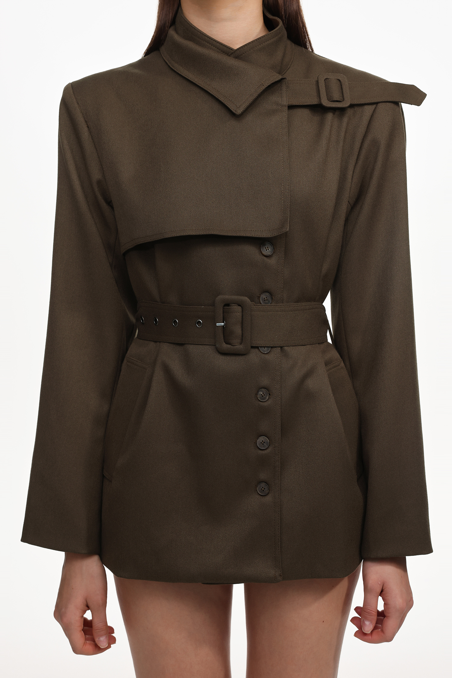 Uercia Chic Tailored Long Sleeve Asymmetrical  Woven Mini Dress