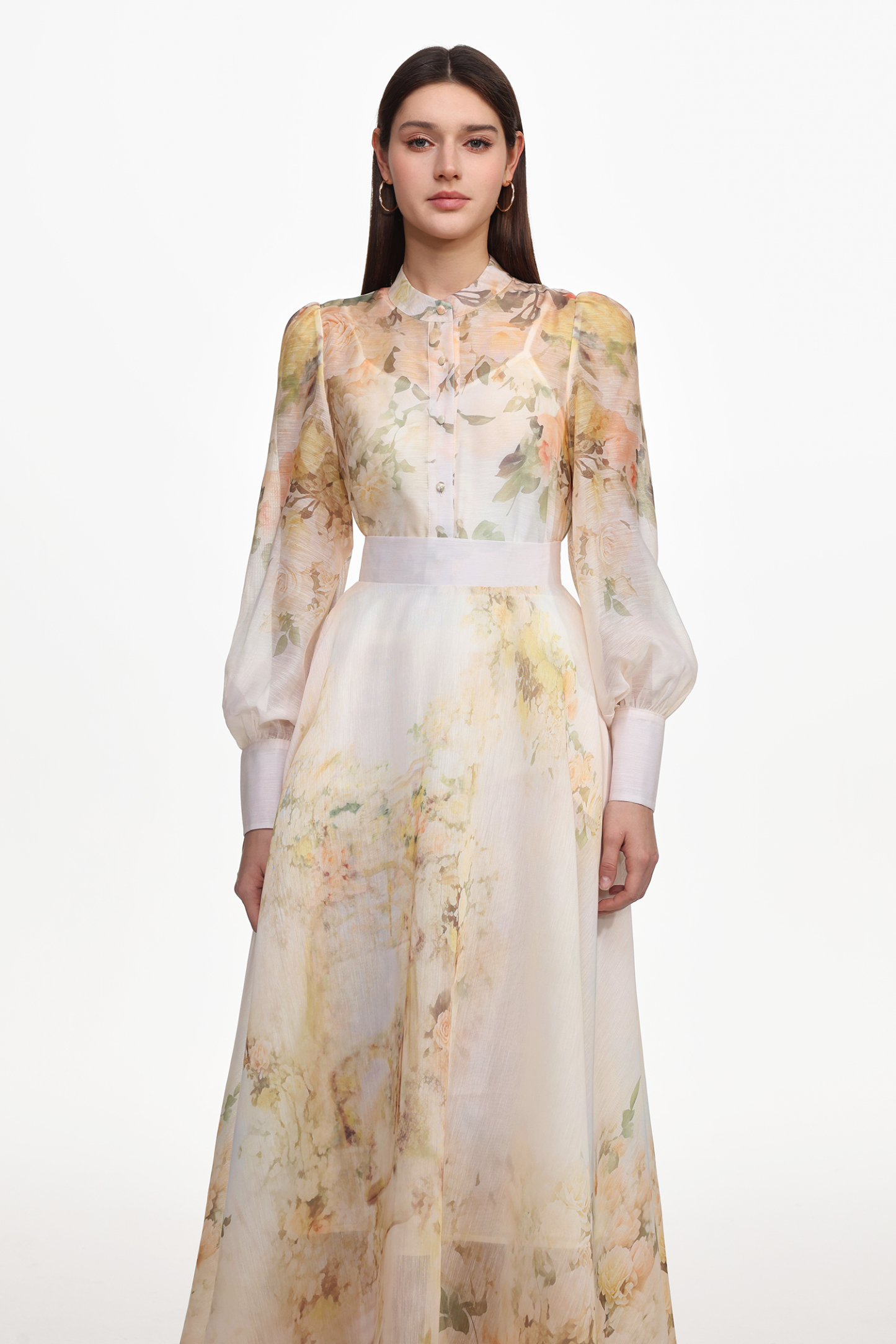 Reese Resort Flowy Long Sleeve Floral Print Woven Top And Skirt Set