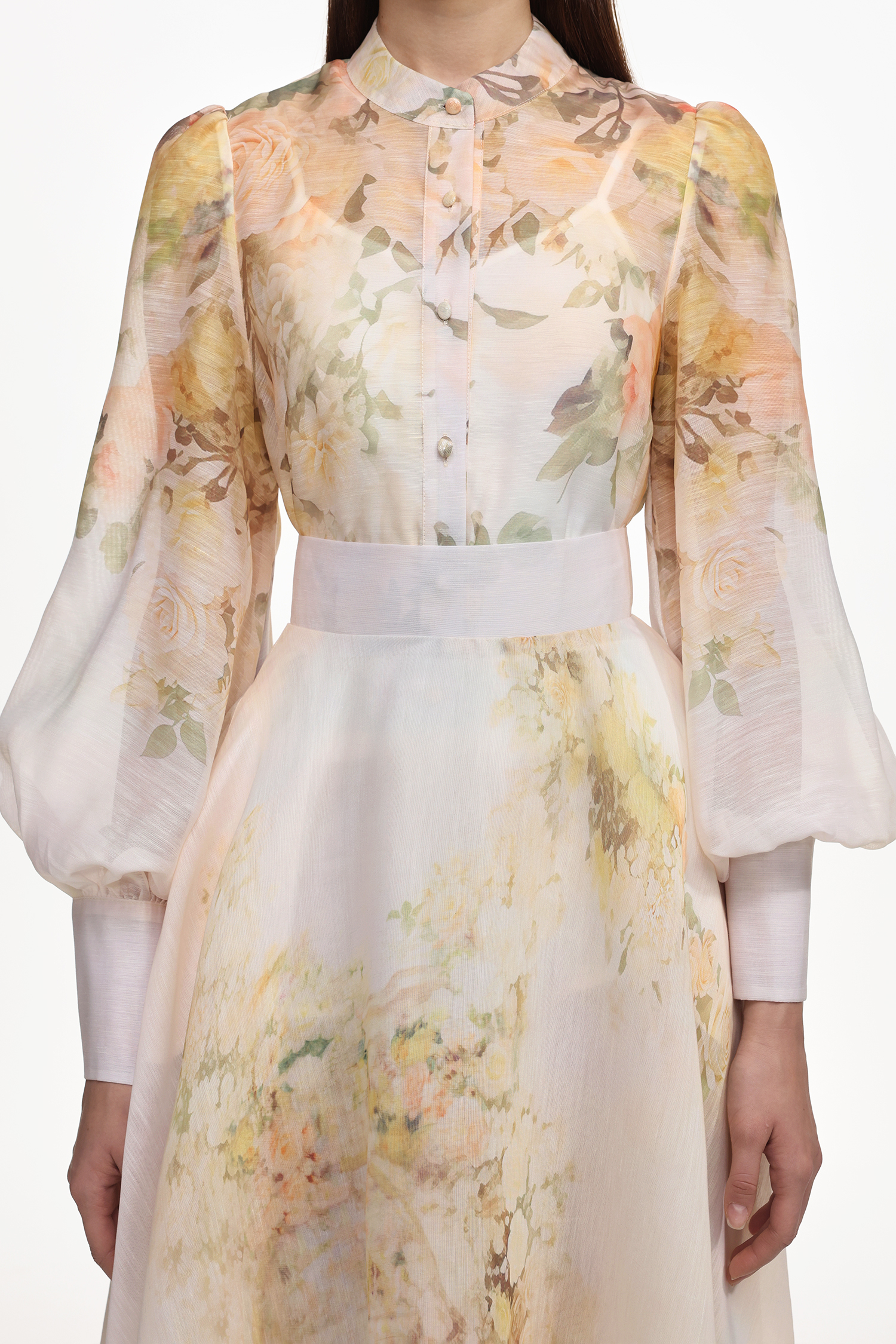 Reese Resort Flowy Long Sleeve Floral Print Woven Top And Skirt Set