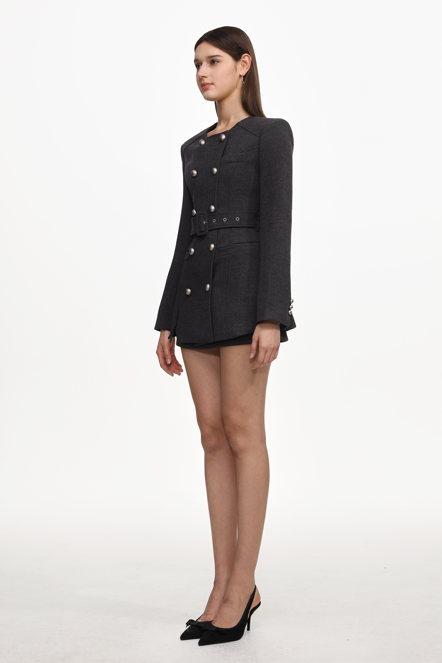 Unica Classic Tailored Long Sleeve Woven Top And Skirt Set