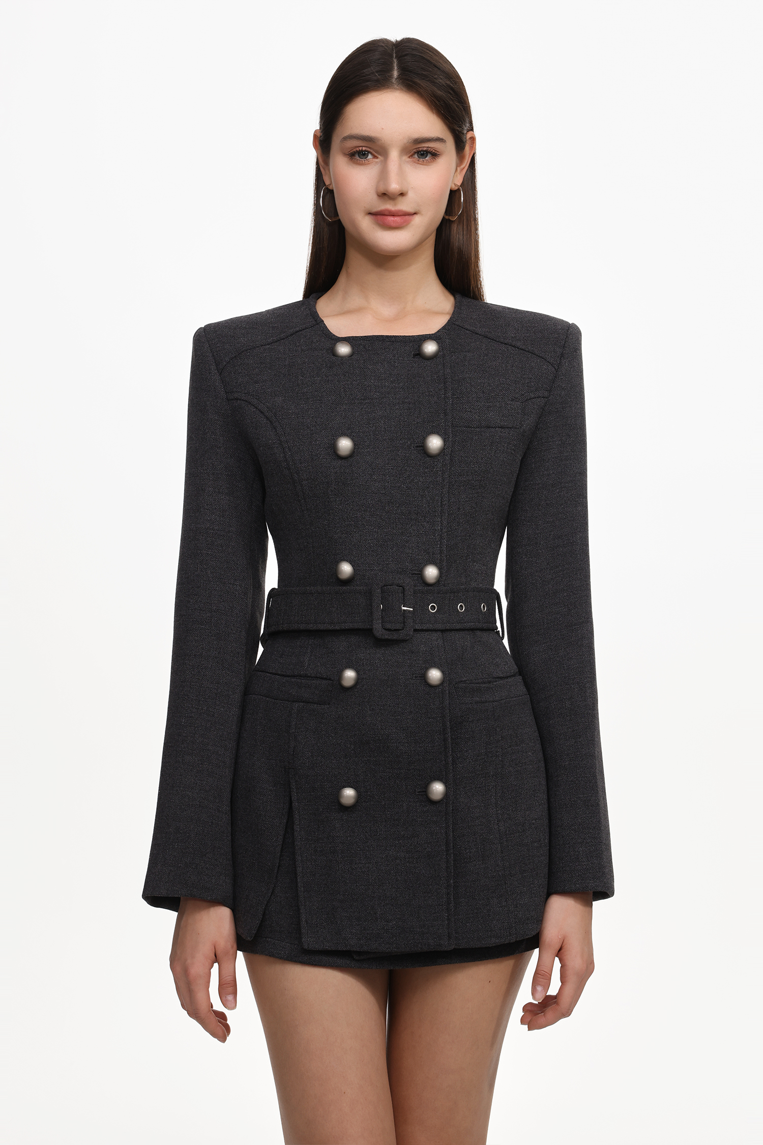 Unica Classic Tailored Long Sleeve Woven Top And Skirt Set