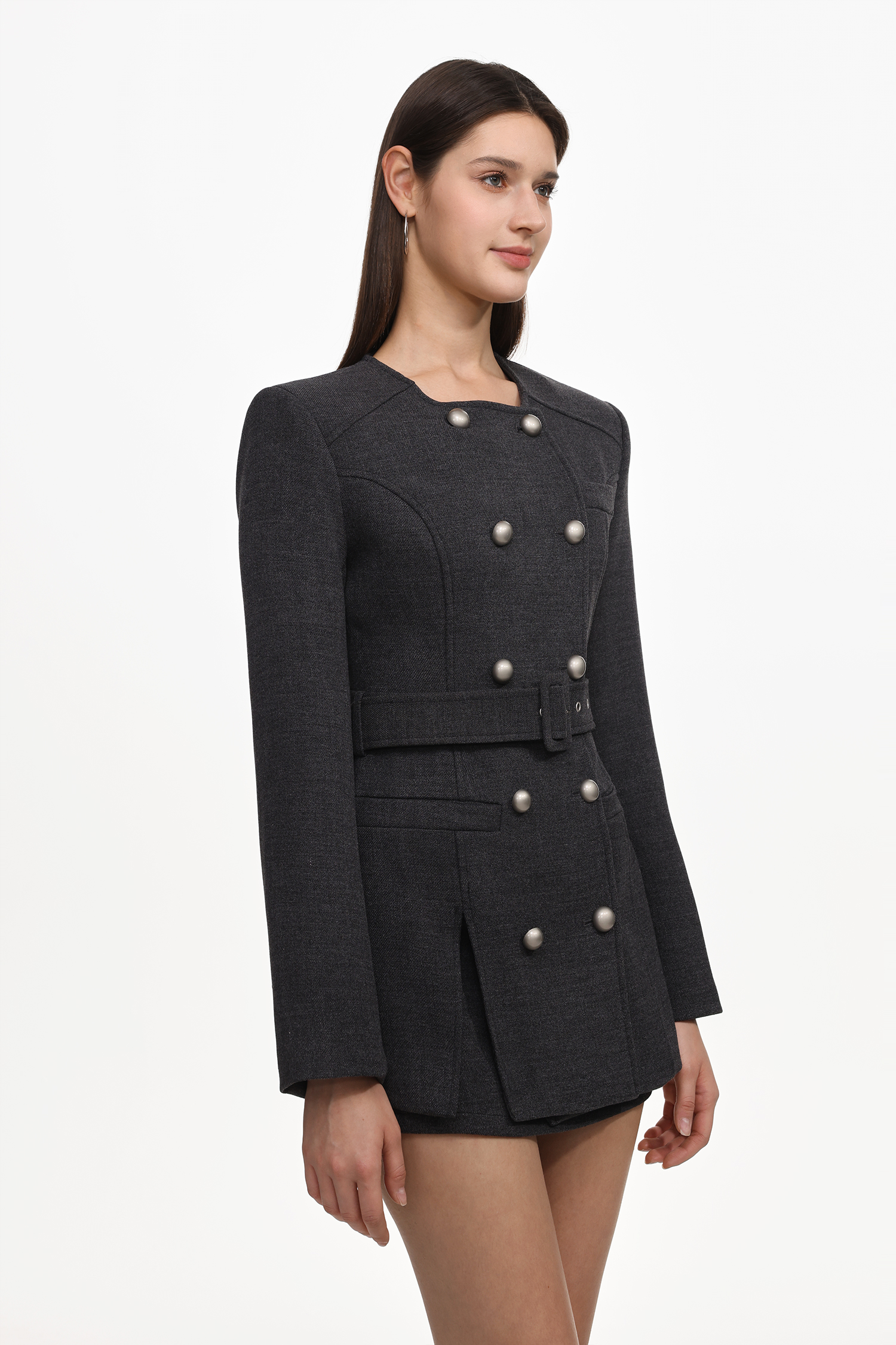 Unica Classic Tailored Long Sleeve Woven Top And Skirt Set